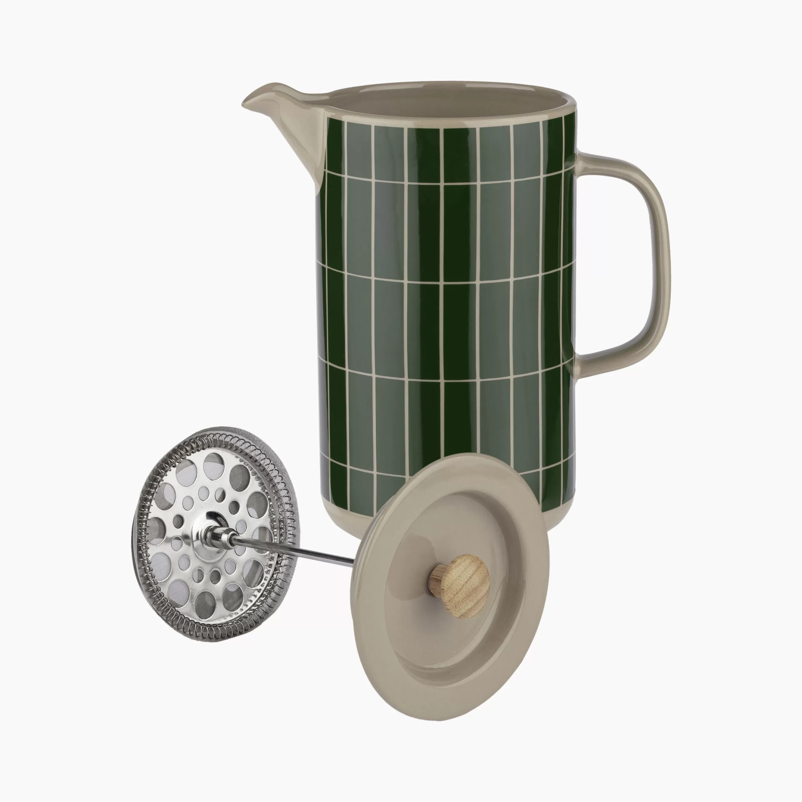 Cafetières>Marimekko Cafetiere A Piston Tiiliskivi Ceramique Vert / 6 Tasses - 90 Cl - Bois Naturel - Terre - Vert Fonce
