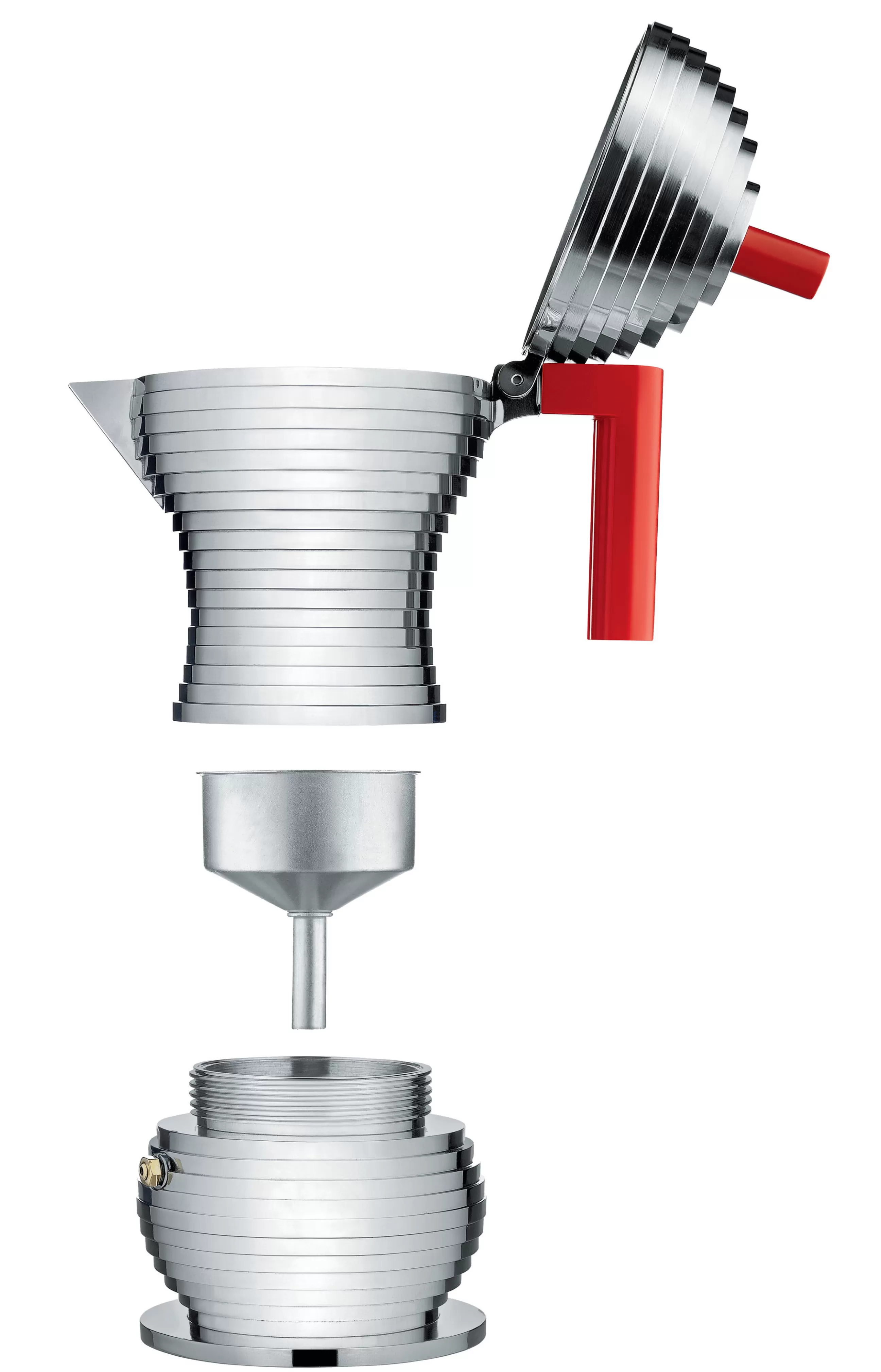 Cafetières>Alessi Cafetiere Italienne Pulcina Rouge Metal / Induction - 3 Tasses - Chrome - Rouge