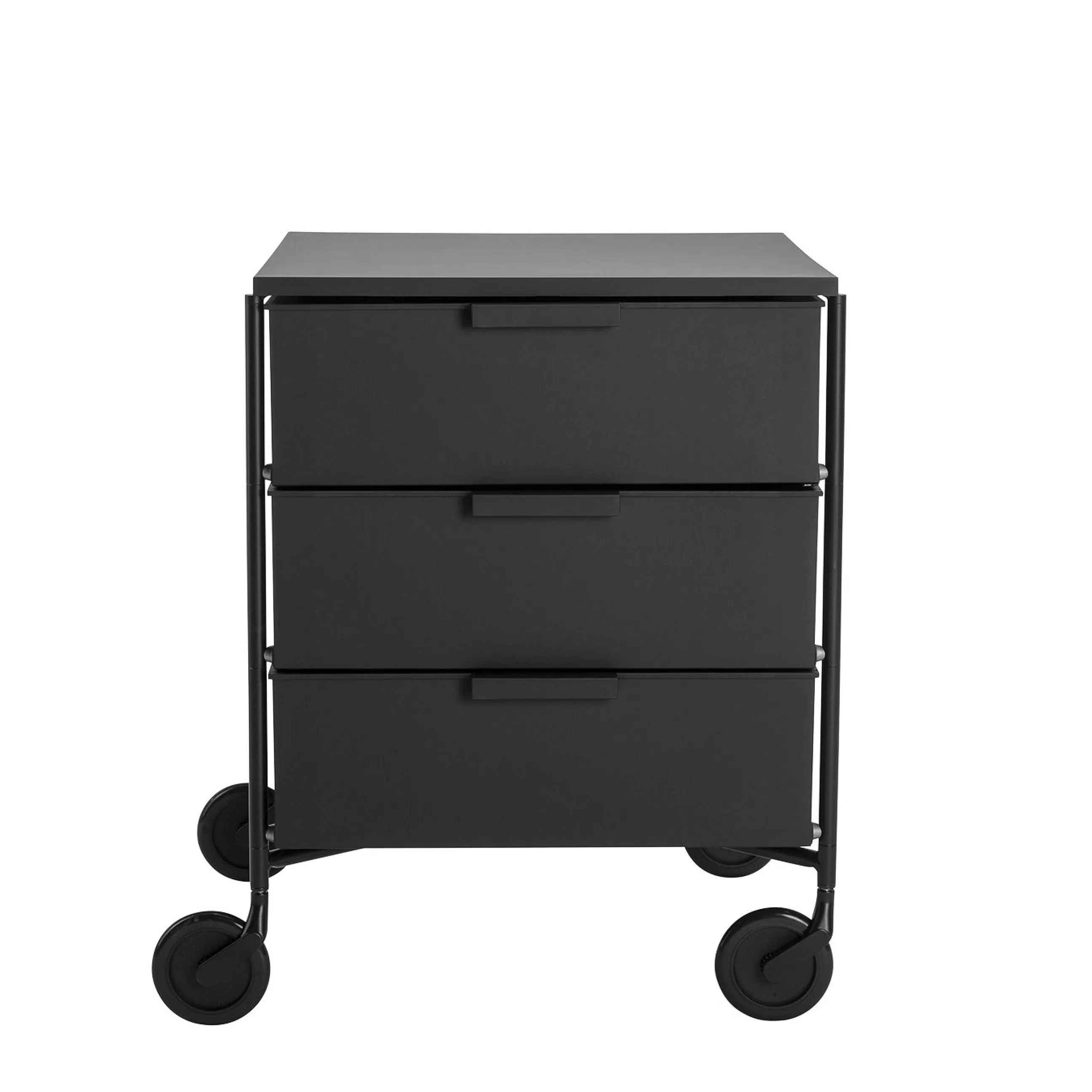 Meubles De Rangement>Kartell Caisson A Roulettes Mobil Plastique Noir / 3 Tiroirs - Version Mate - Noir Mat