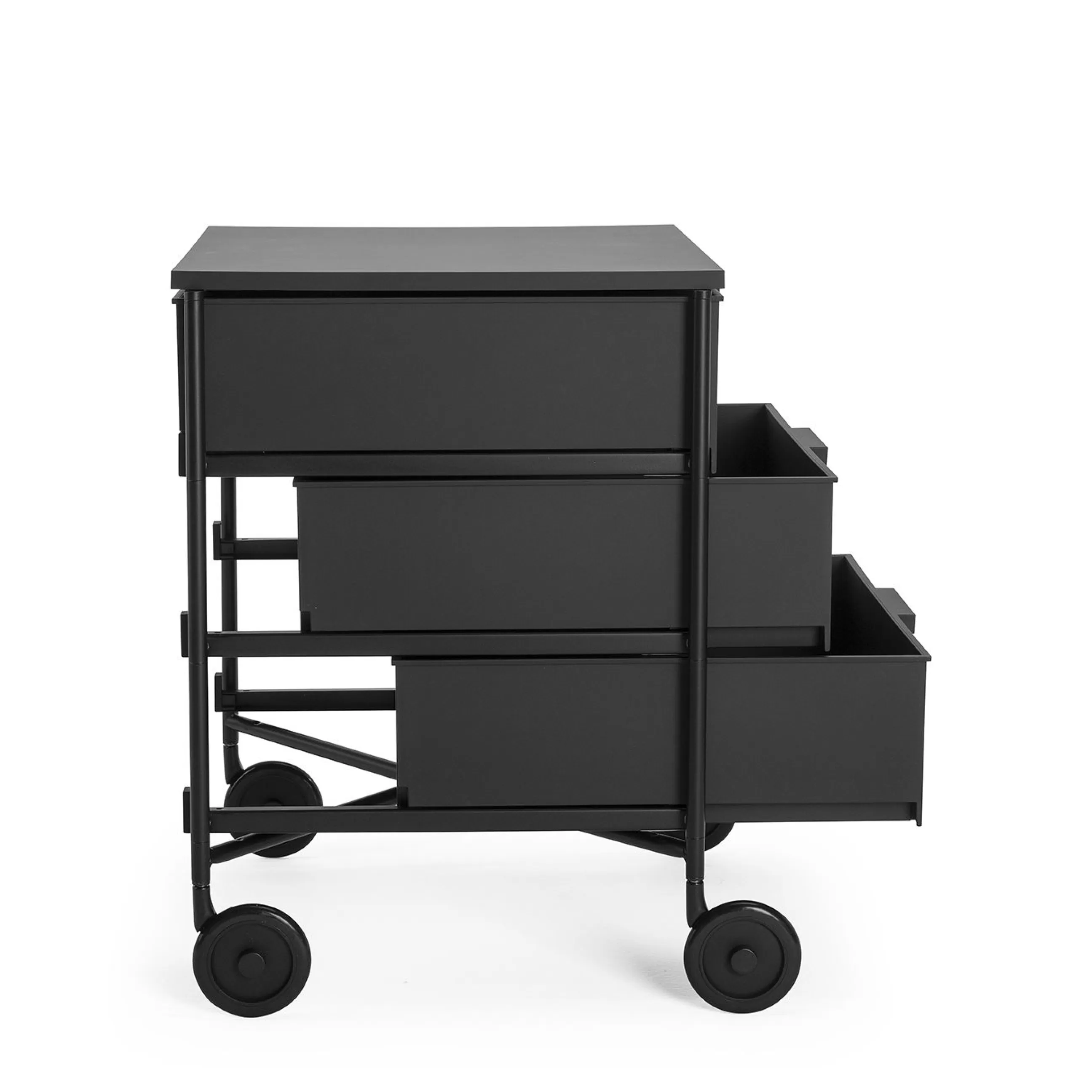 Meubles De Rangement>Kartell Caisson A Roulettes Mobil Plastique Noir / 3 Tiroirs - Version Mate - Noir Mat