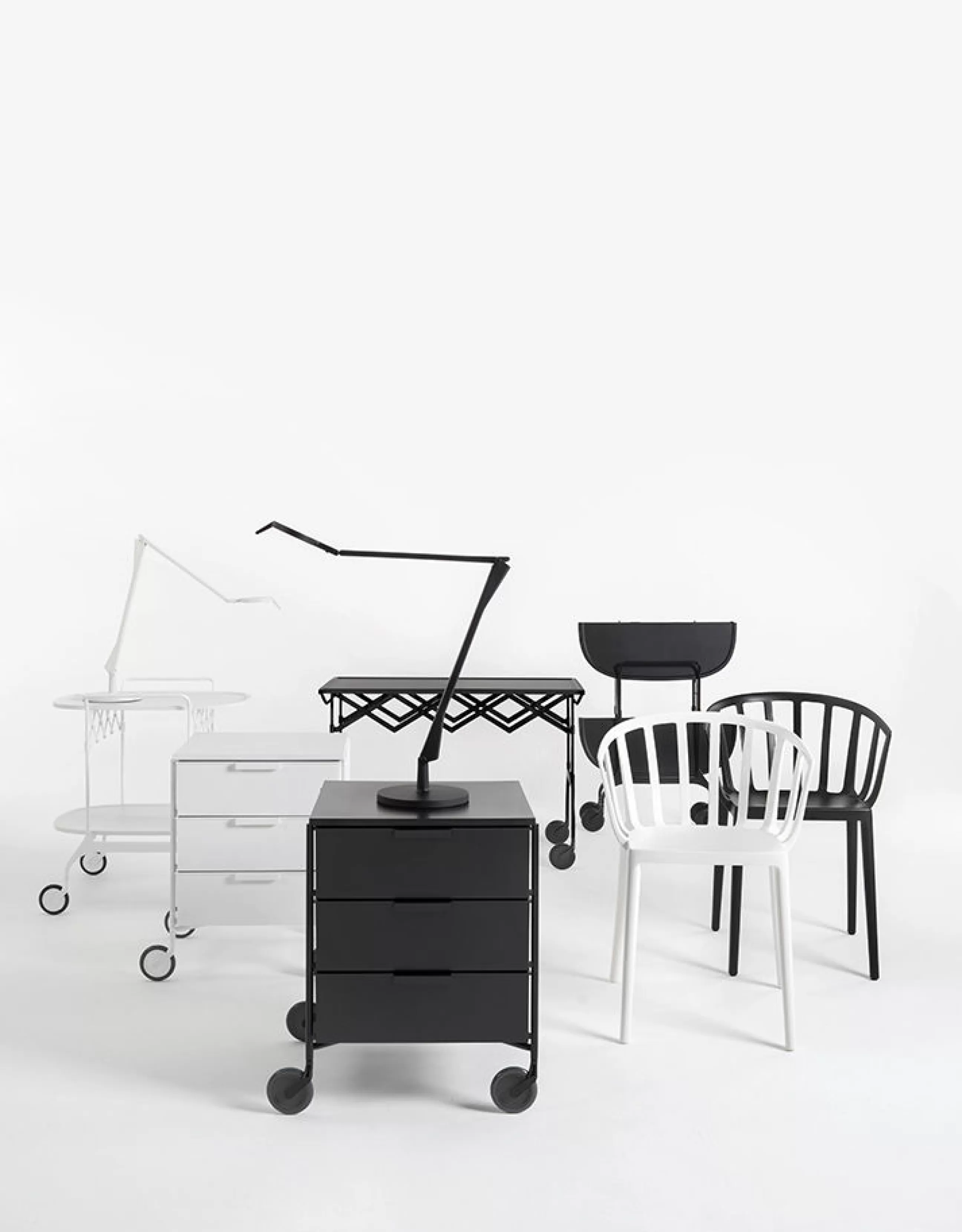 Meubles De Rangement>Kartell Caisson A Roulettes Mobil Plastique Noir / 3 Tiroirs - Version Mate - Noir Mat