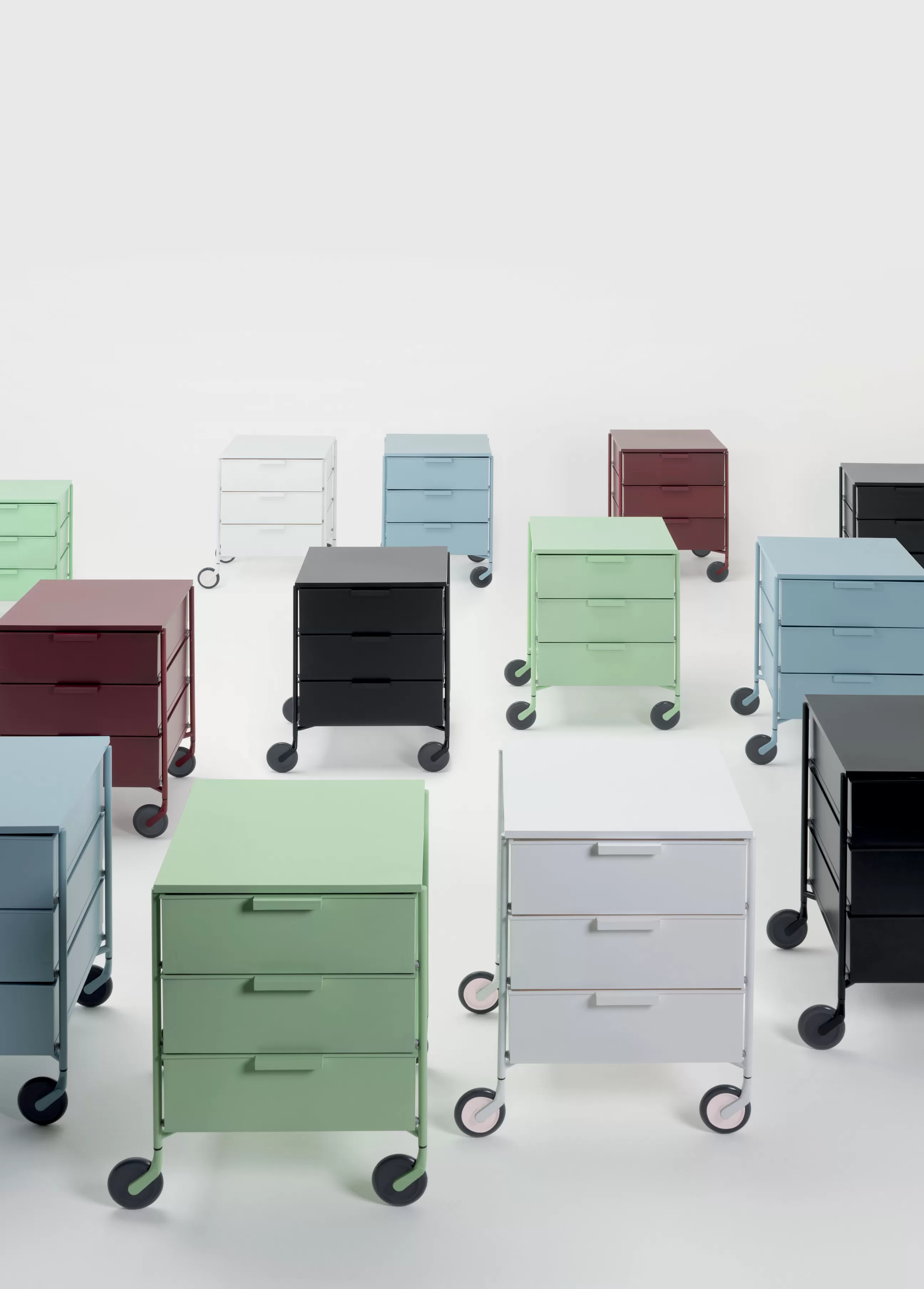 Meubles De Rangement>Kartell Caisson A Roulettes Mobil Plastique Noir / 3 Tiroirs - Version Mate - Noir Mat