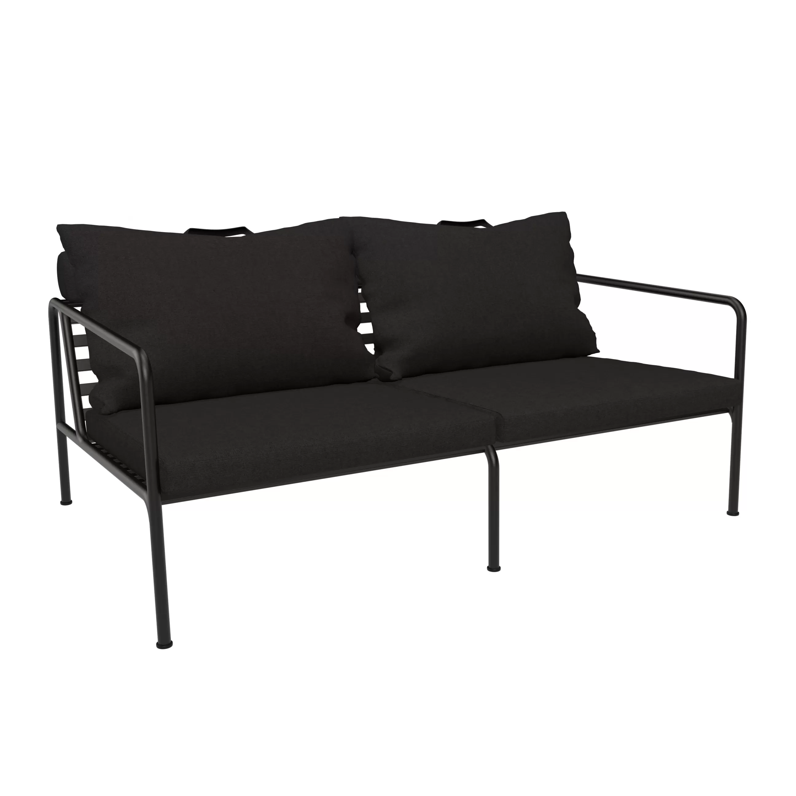 Canapés De Jardin>Houe Canape De Jardin 2 Places Avon Metal Tissu Noir / L 159 Cm - Charbon