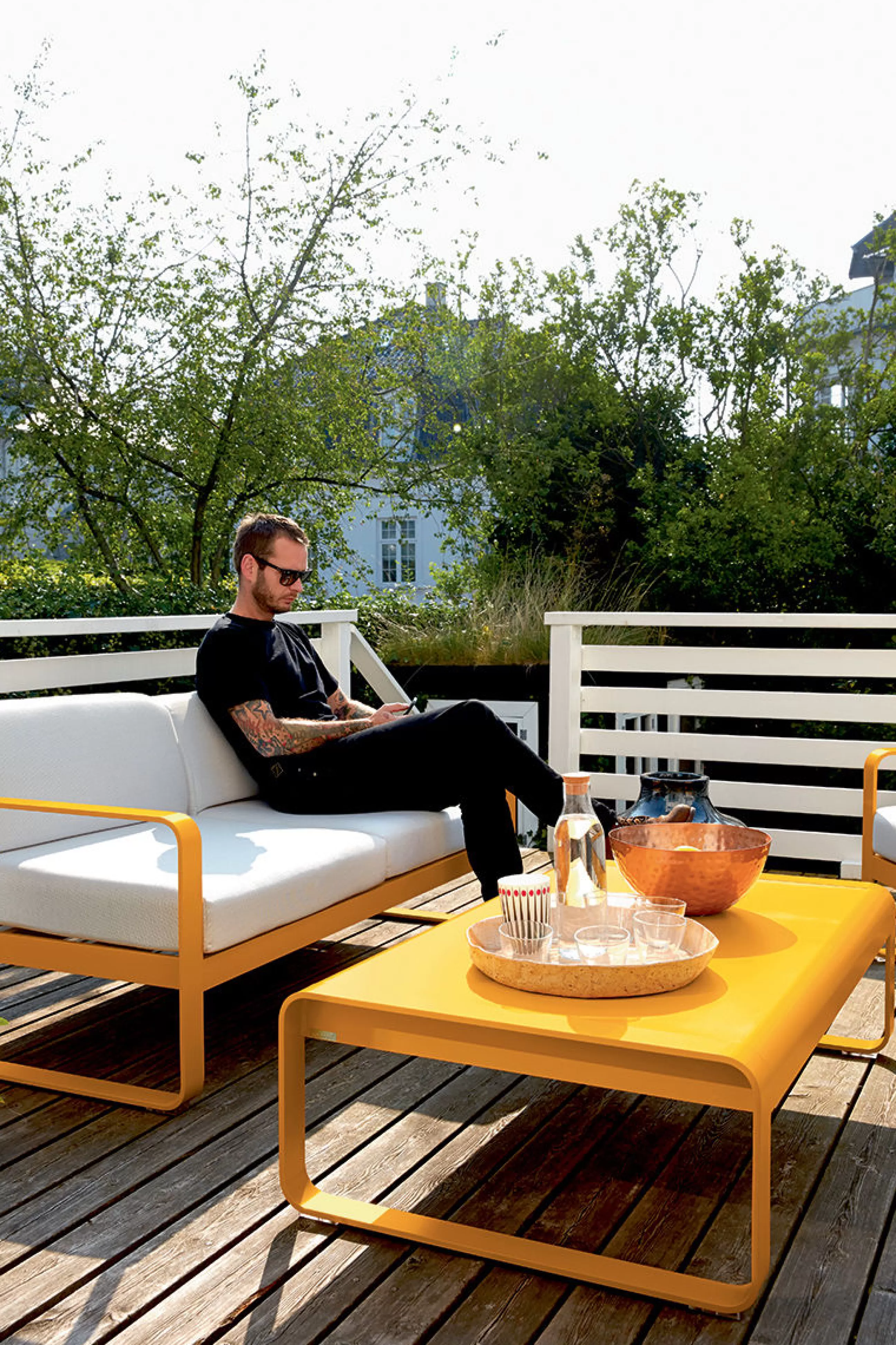 Canapés De Jardin>Fermob Canape De Jardin 2 Places Bellevie Metal Tissu Gris Noir / L 160 Cm - Tissu Gris Flanelle - Carbone - Gris Flanelle