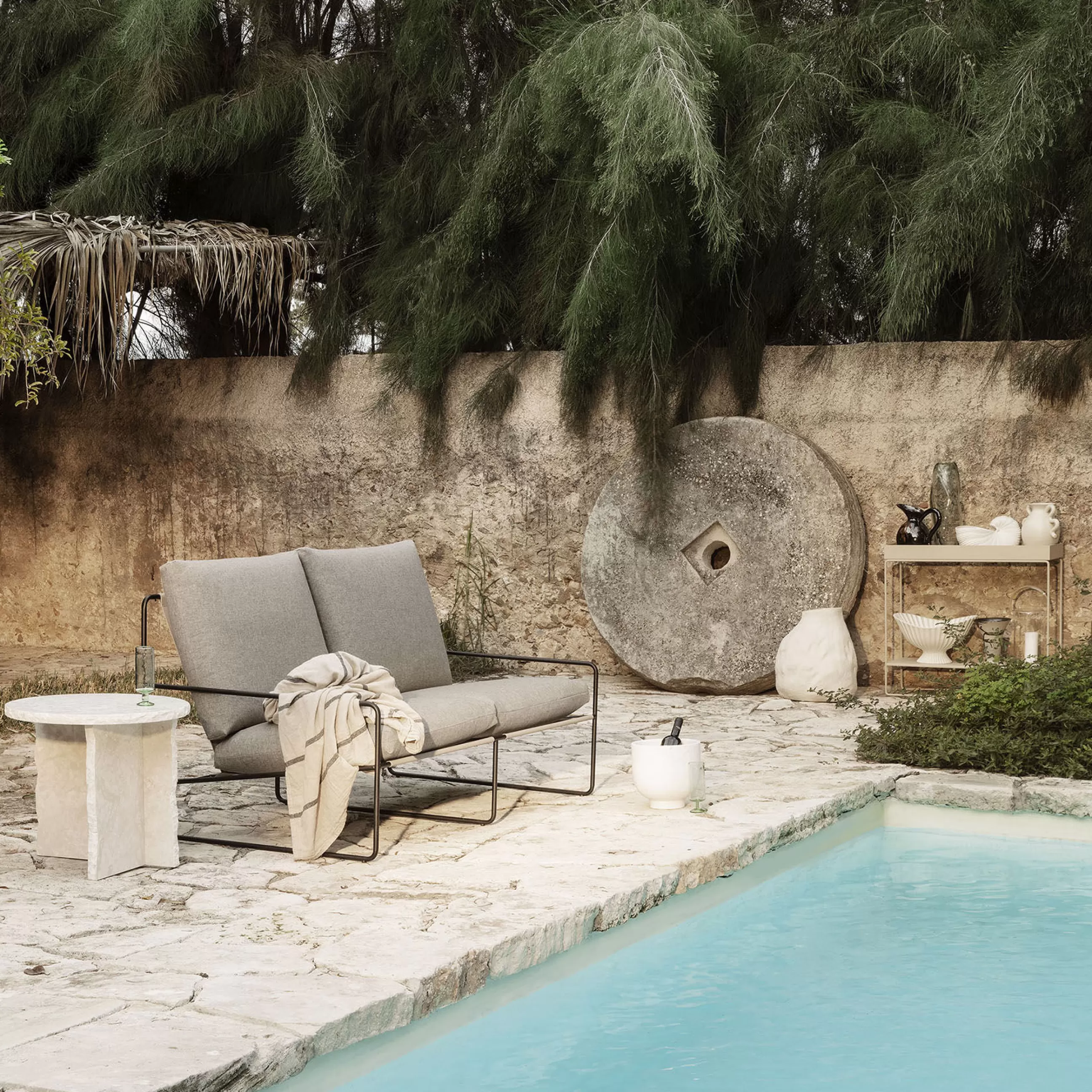 Canapés De Jardin>Ferm Living Canape De Jardin 2 Places Desert Stripe Tissu Marron L 156 Cm - Noir - Raye Chocolat