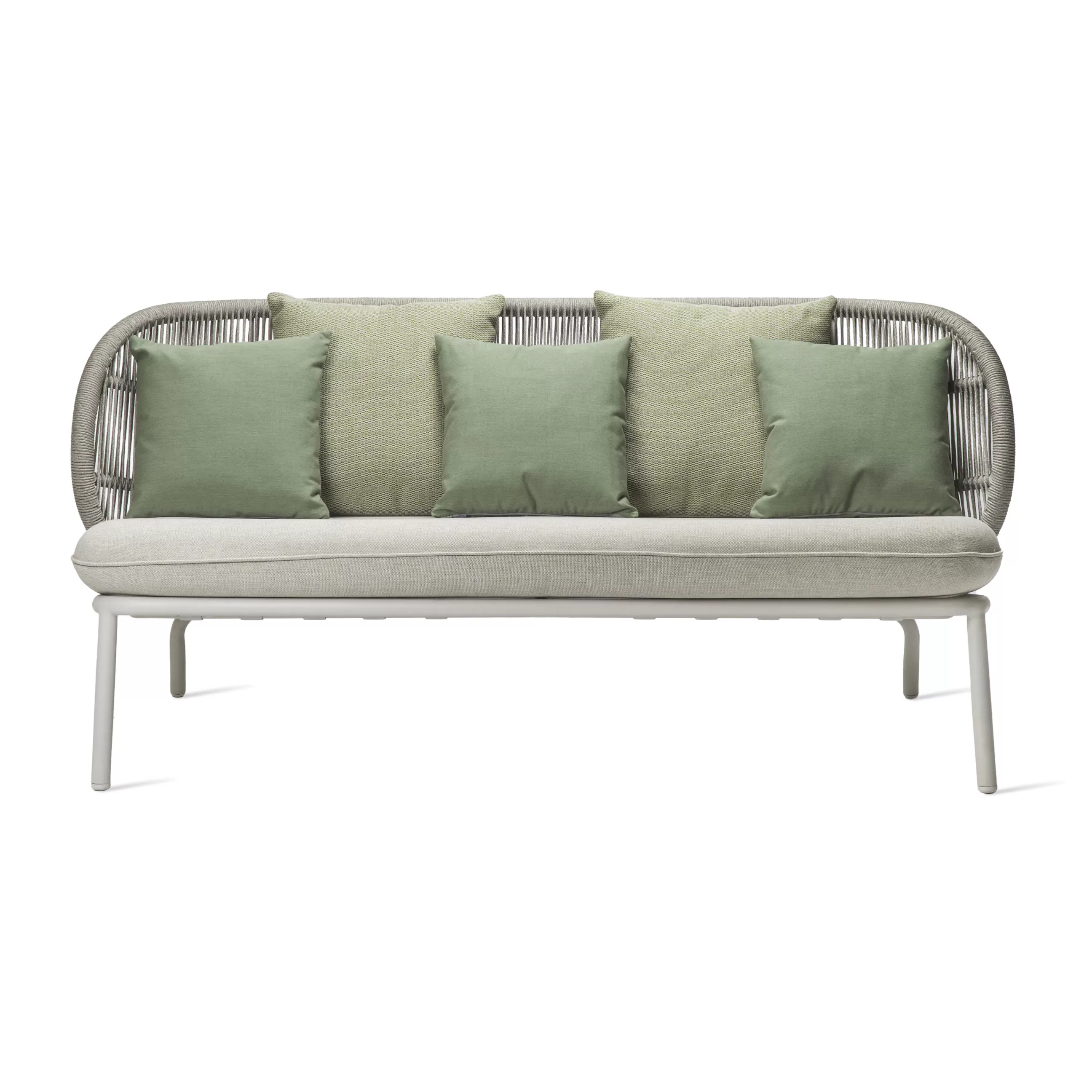 Canapés De Jardin>Vincent Sheppard Canape De Jardin 2 Places Kodo Lounge Plastique Tissu Blanc Multicolore / Corde Acrylique Tressee Main - L 165 Cm - Beige - Blanc Dune - Jaune Kiwi - Vert Olive