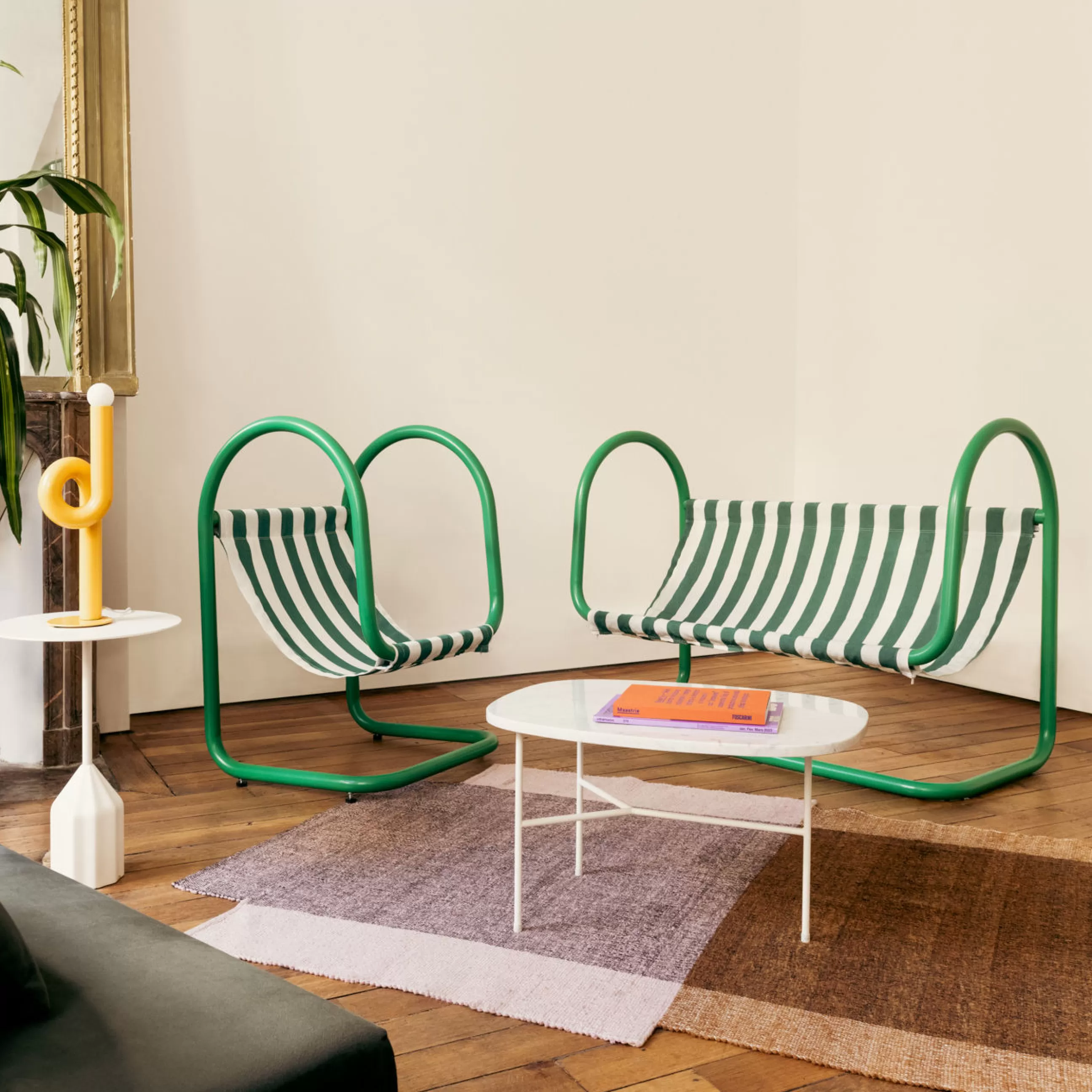 Canapés De Jardin>Axel Chay Canape De Jardin 2 Places Petit Double Metal Vert / L 130 Cm - Exclusivite Made In Design - Blanc - Vert