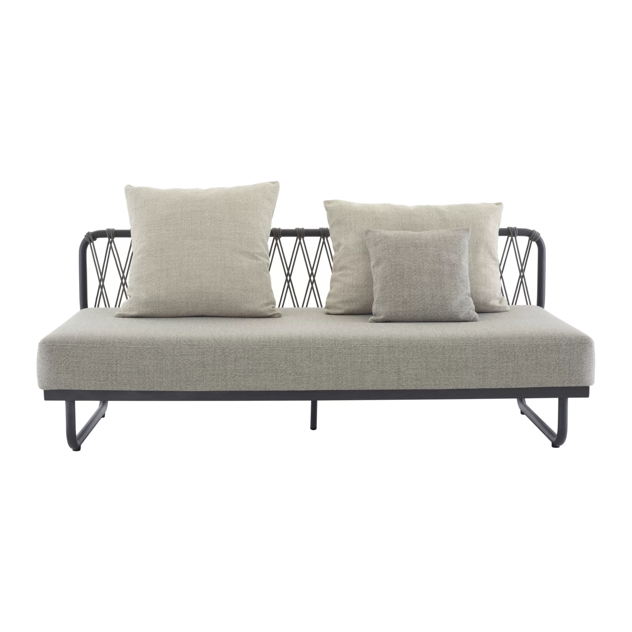 Canapés De Jardin>Cinna Canape De Jardin 2 Places Valmer Tissu Gris / L 201 Cm - Corde Polypropylene & Aluminium - Gris Chine