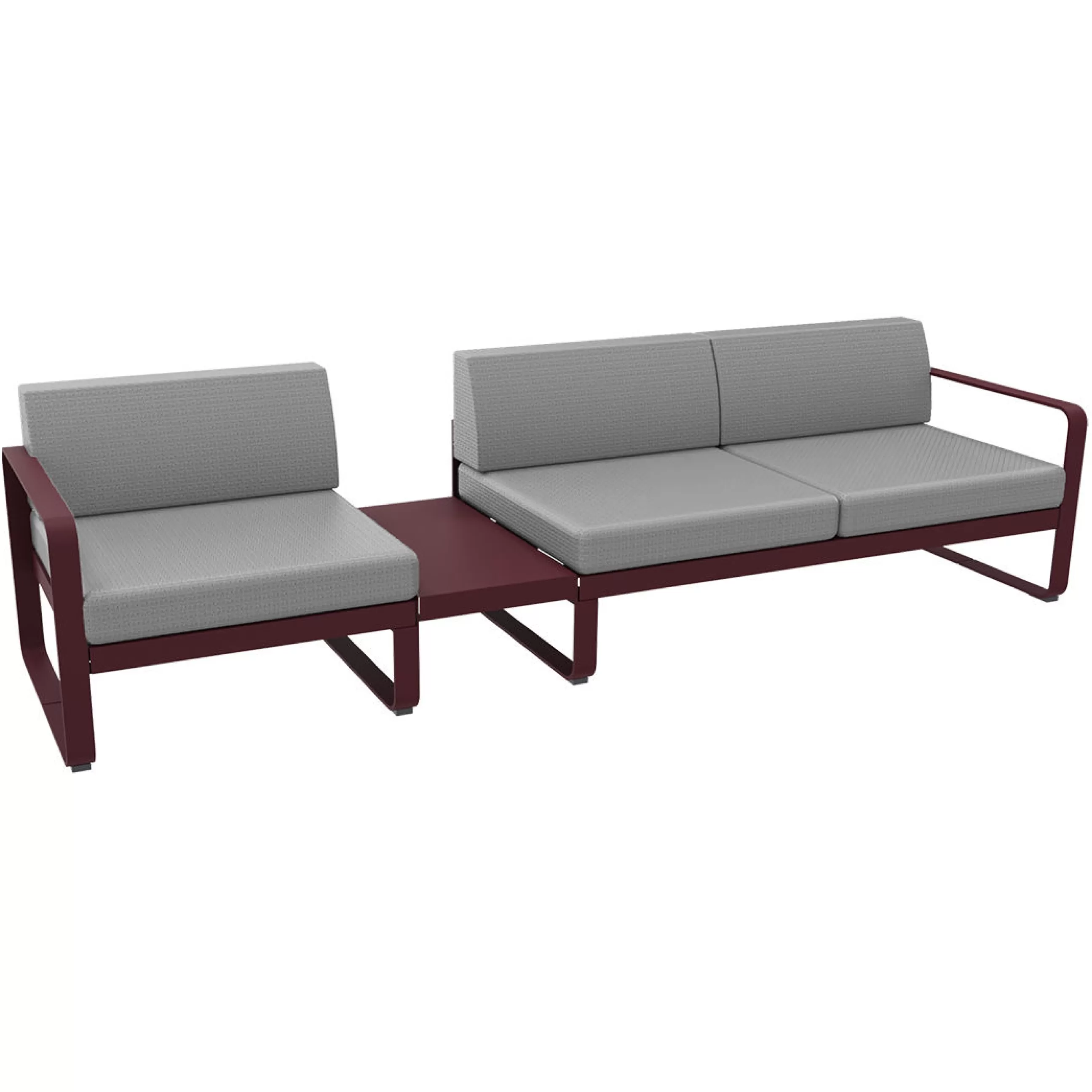 Canapés De Jardin>Fermob Canape De Jardin 3 Places Bellevie Metal Tissu Gris / N° 1 A - L 275 Cm - Tissu Gris Flanelle - Cerise Noire - Gris Flanelle