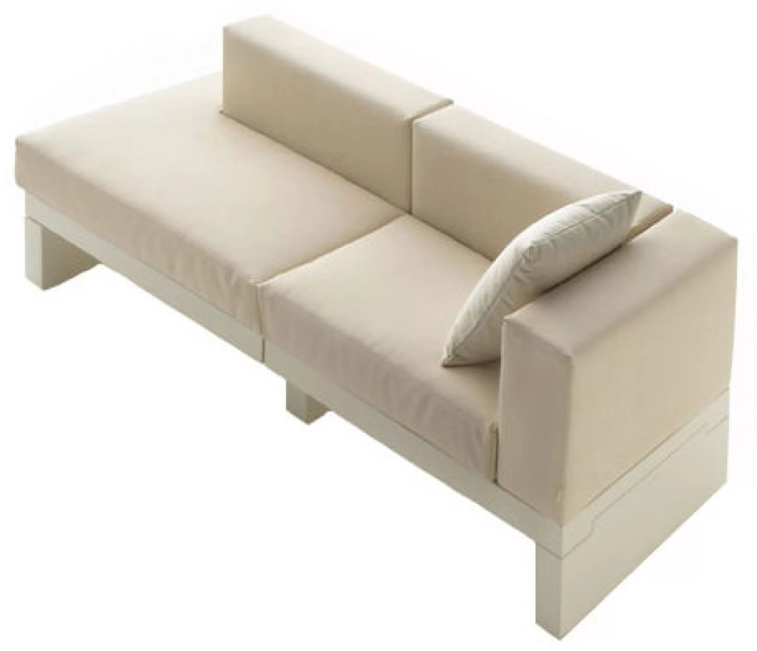 Canapés De Jardin>Serralunga Canape De Jardin 3 Places Bellini Hour Tissu Blanc Beige / Accoudoir Gauche - L 190 Cm - Ivoire