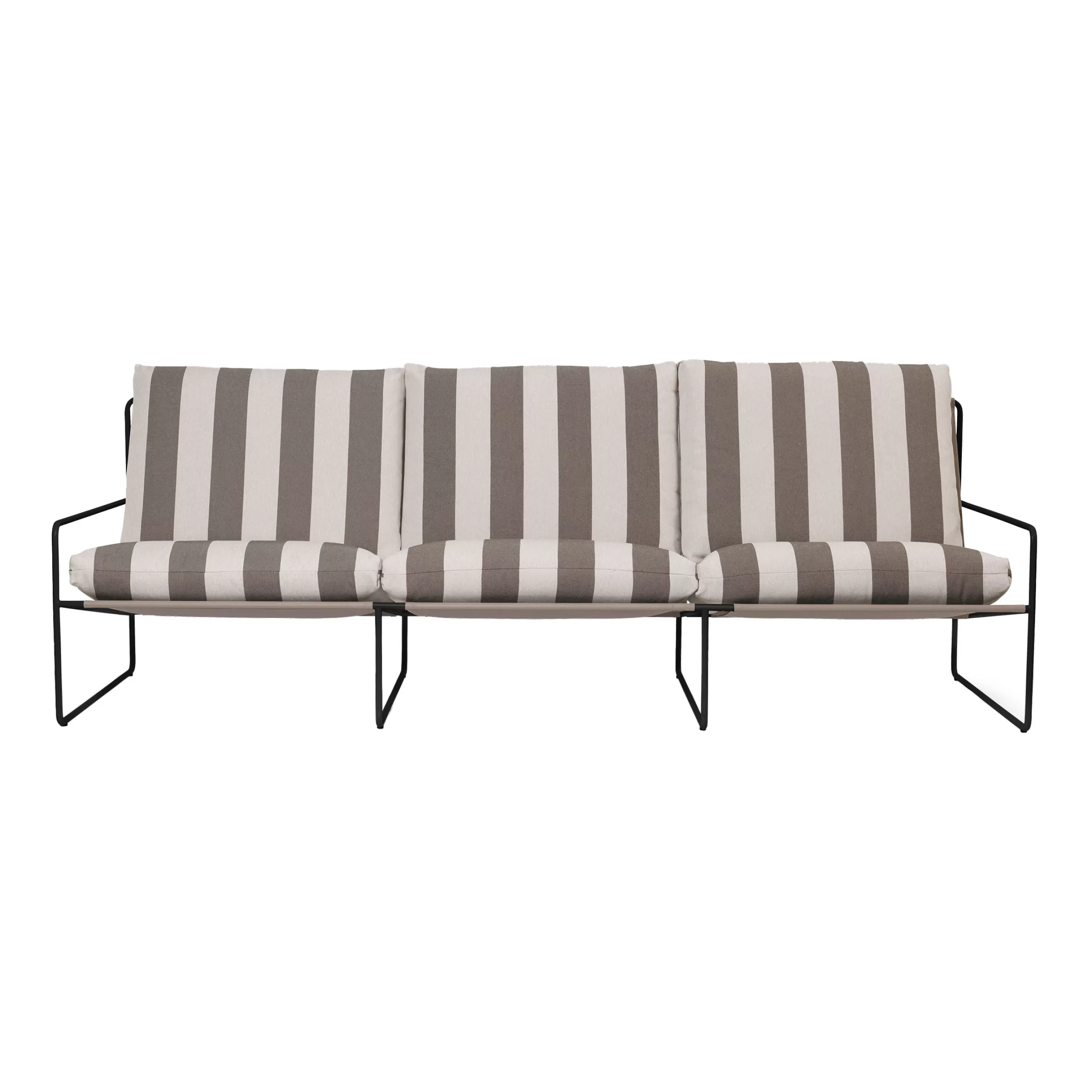 Canapés De Jardin>Ferm Living Canape De Jardin 3 Places Desert Stripe Tissu Marron L 233 Cm - Noir - Raye Chocolat