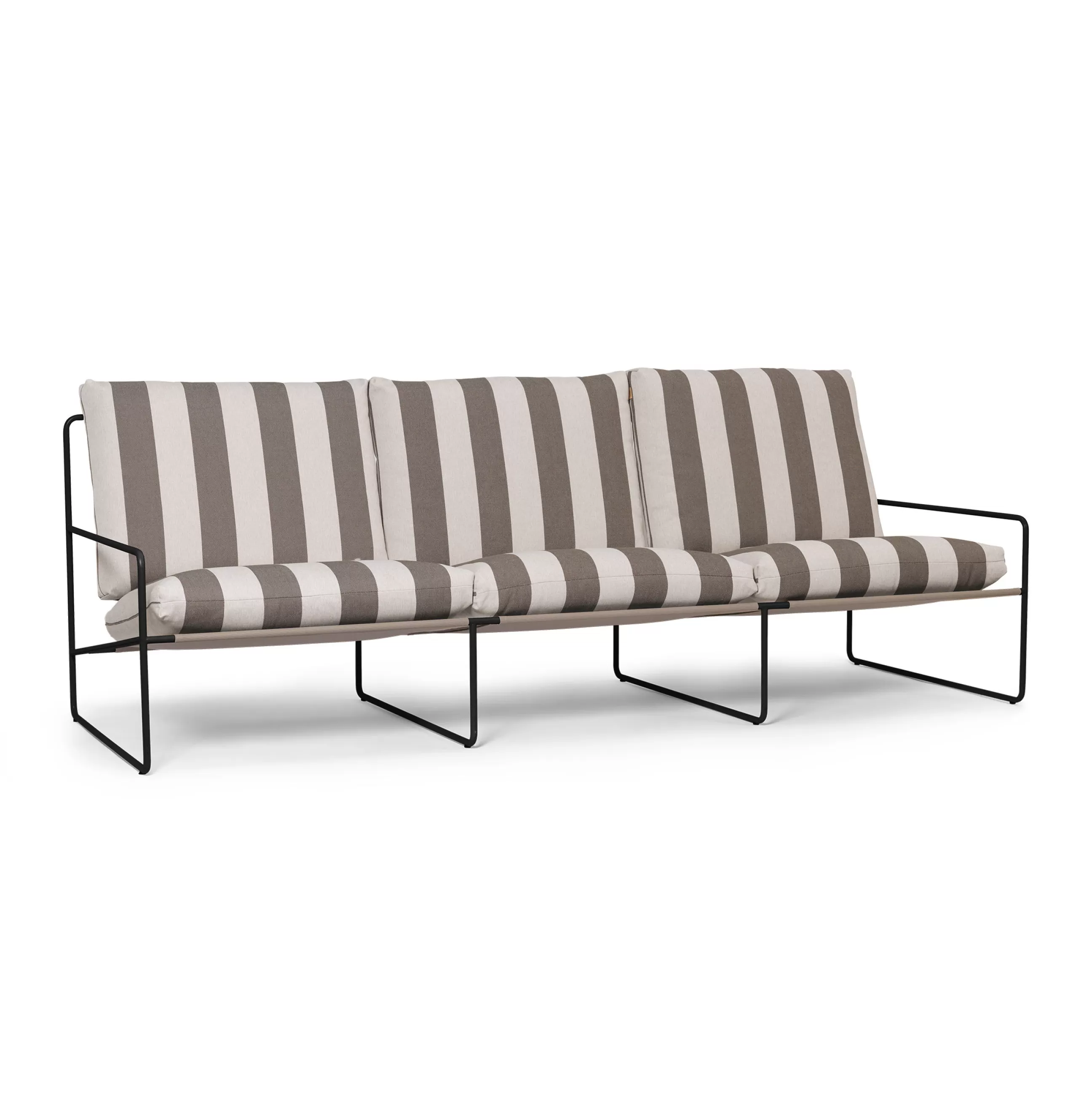 Canapés De Jardin>Ferm Living Canape De Jardin 3 Places Desert Stripe Tissu Marron L 233 Cm - Noir - Raye Chocolat