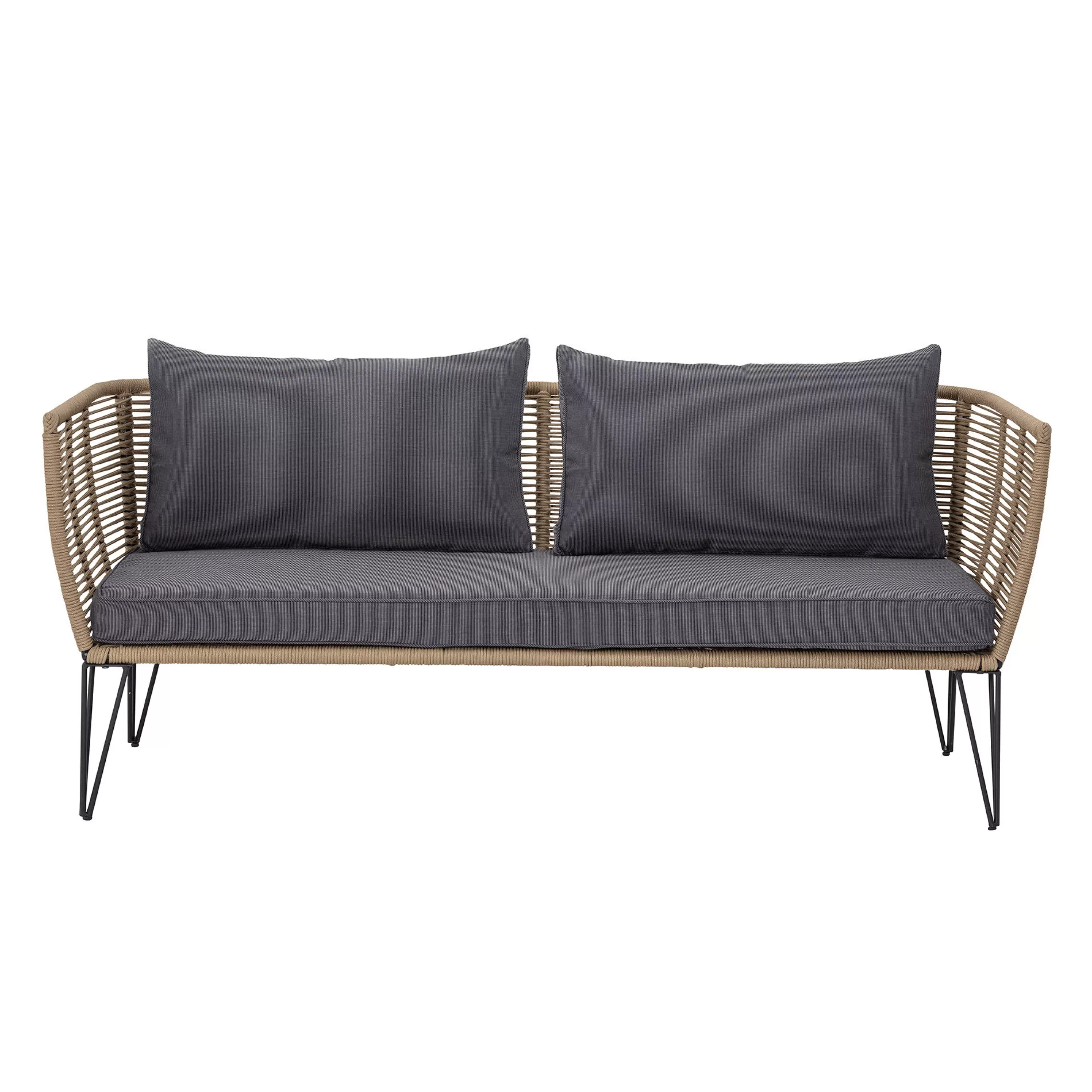 Canapés De Jardin>Bloomingville Canape De Jardin 3 Places Mundo Tissu Gris Beige / L 175 Cm - Fils Pvc - Gris Fonce - Taupe