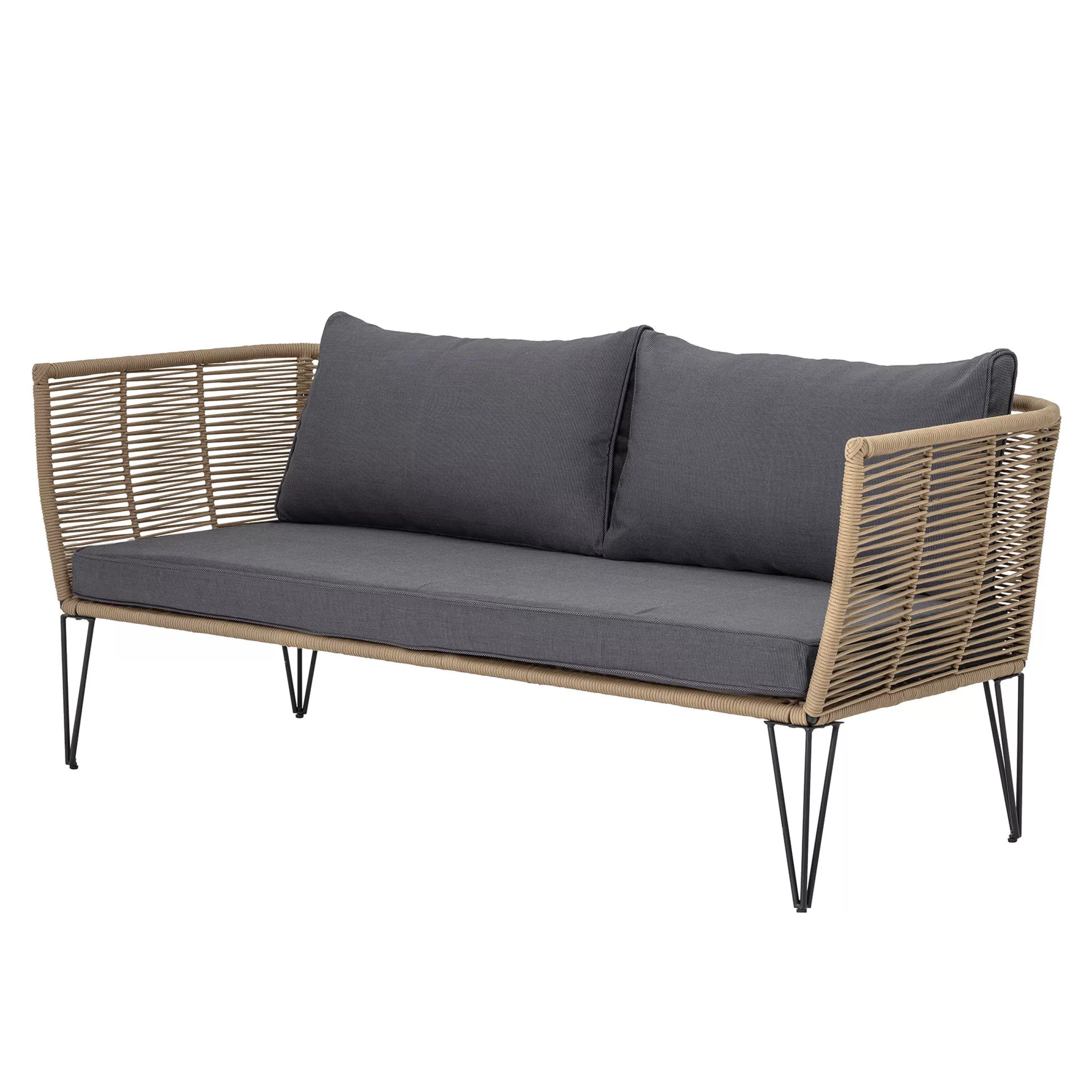 Canapés De Jardin>Bloomingville Canape De Jardin 3 Places Mundo Tissu Gris Beige / L 175 Cm - Fils Pvc - Gris Fonce - Taupe