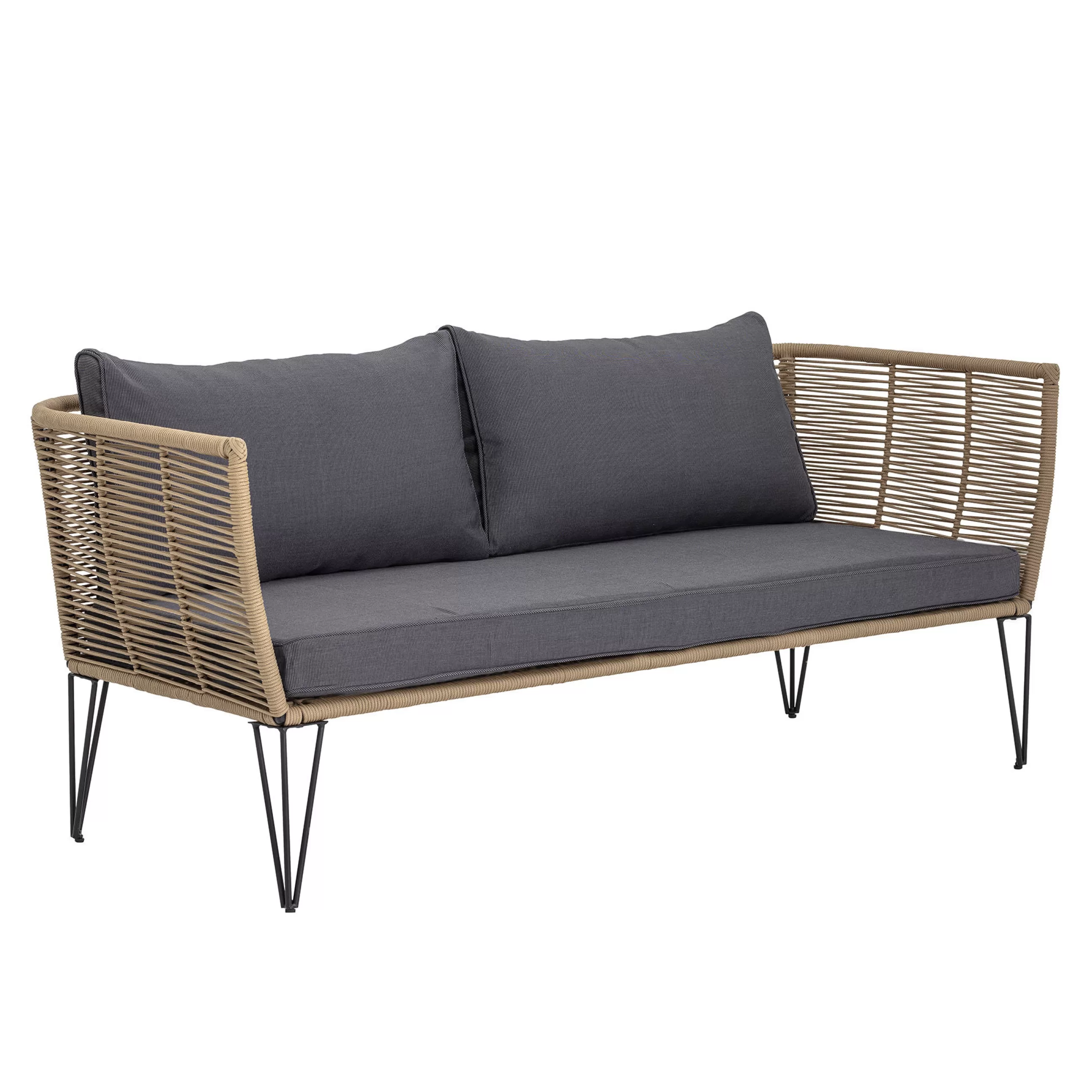 Canapés De Jardin>Bloomingville Canape De Jardin 3 Places Mundo Tissu Gris Beige / L 175 Cm - Fils Pvc - Gris Fonce - Taupe