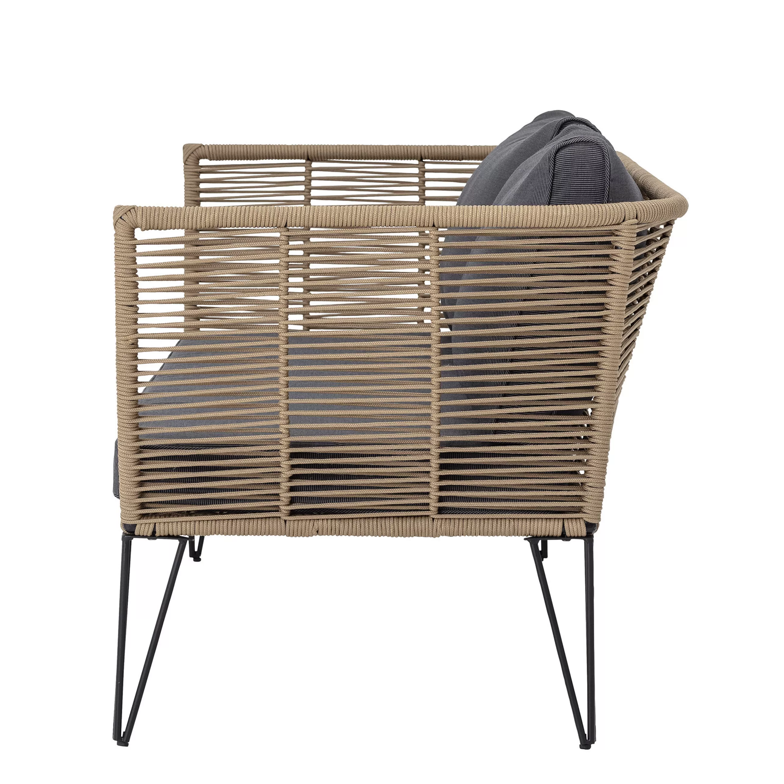 Canapés De Jardin>Bloomingville Canape De Jardin 3 Places Mundo Tissu Gris Beige / L 175 Cm - Fils Pvc - Gris Fonce - Taupe