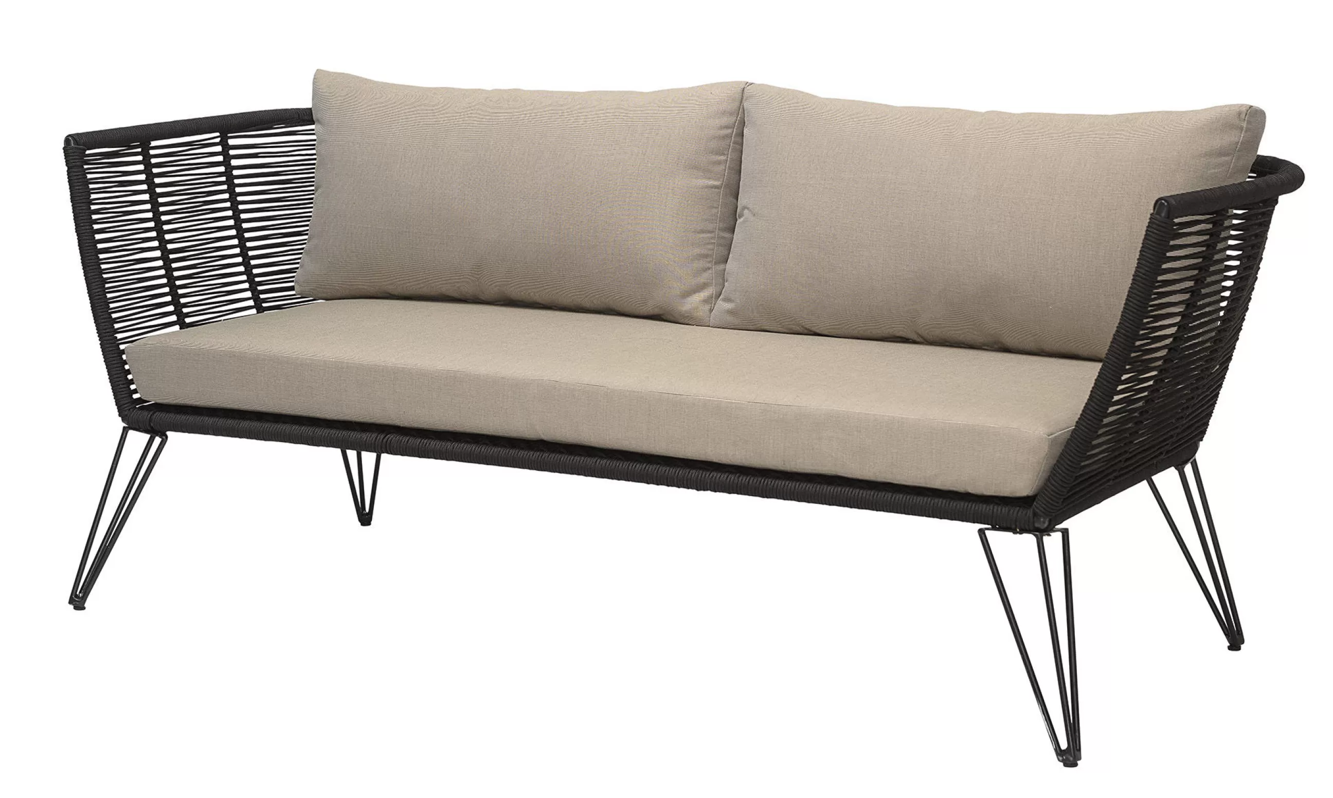 Canapés De Jardin>Bloomingville Canape De Jardin 3 Places Mundo Tissu Noir Beige / L 175 Cm - Fils Pvc - Noir - Taupe