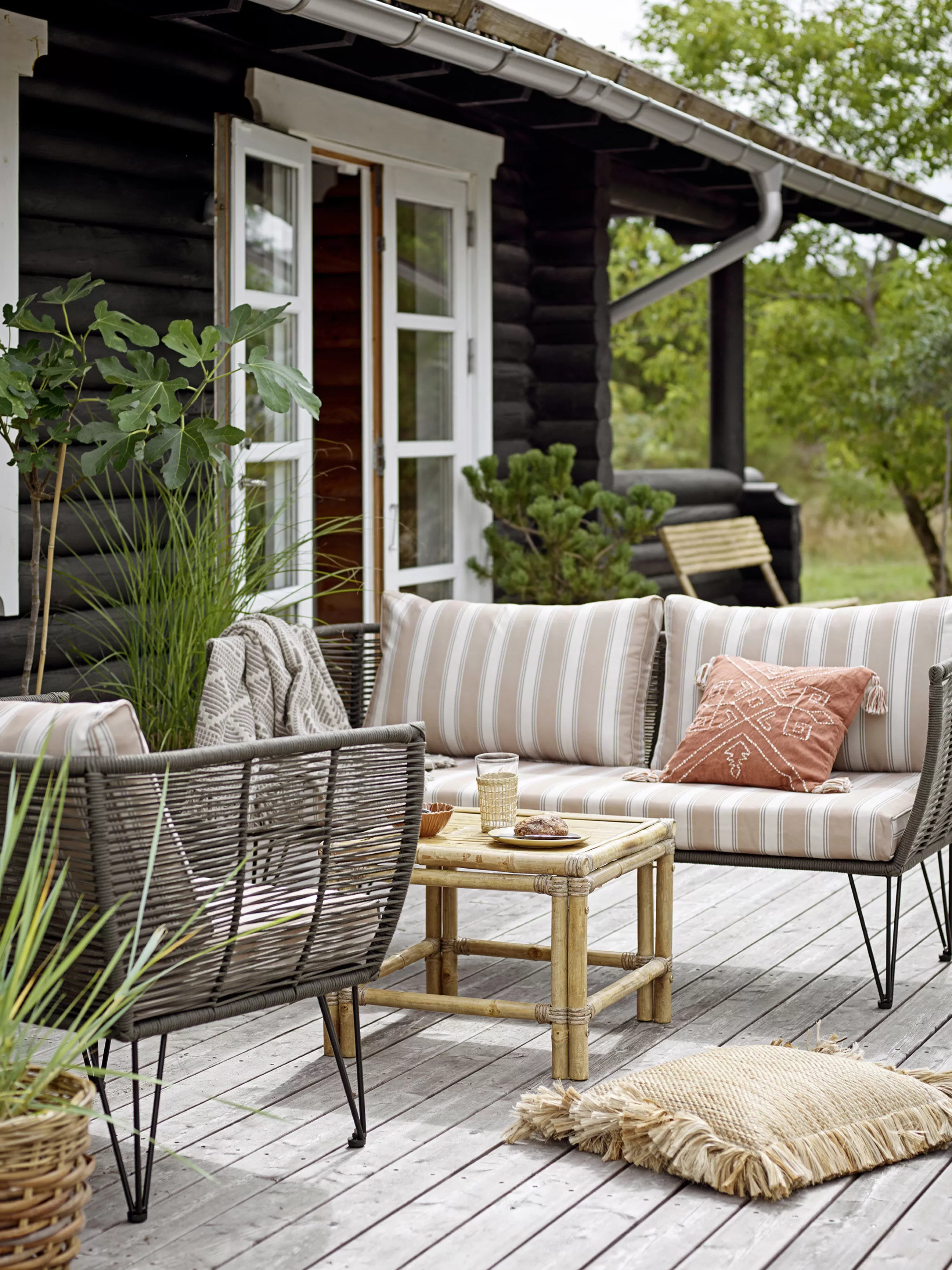 Canapés De Jardin>Bloomingville Canape De Jardin 3 Places Mundo Tissu Vert / L 175 Cm - Fils Pvc - Beige - Vert