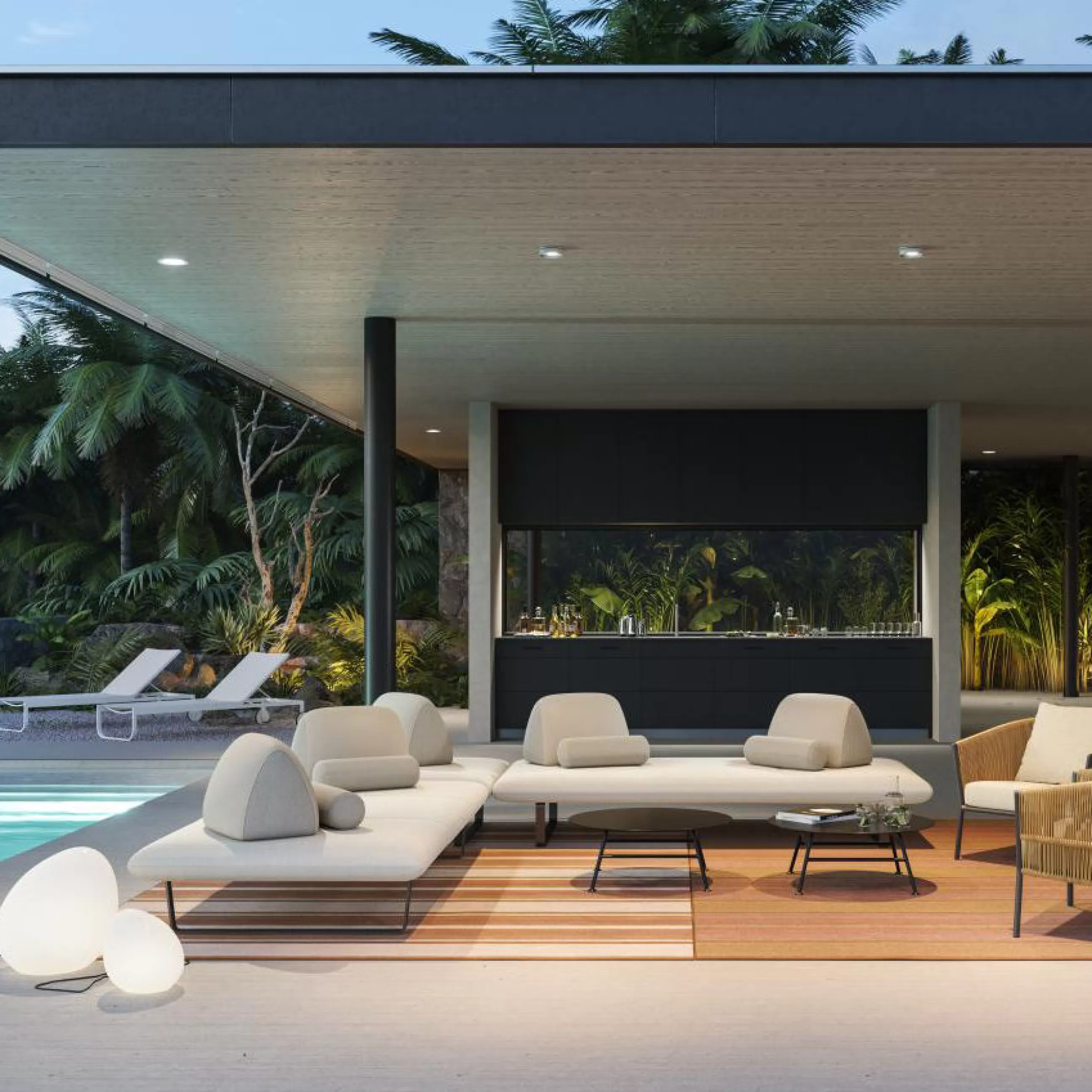 Canapés De Jardin>Cinna Canape De Jardin 3 Places Murtoli Tissu Beige / L 240 Cm - Craie Beige