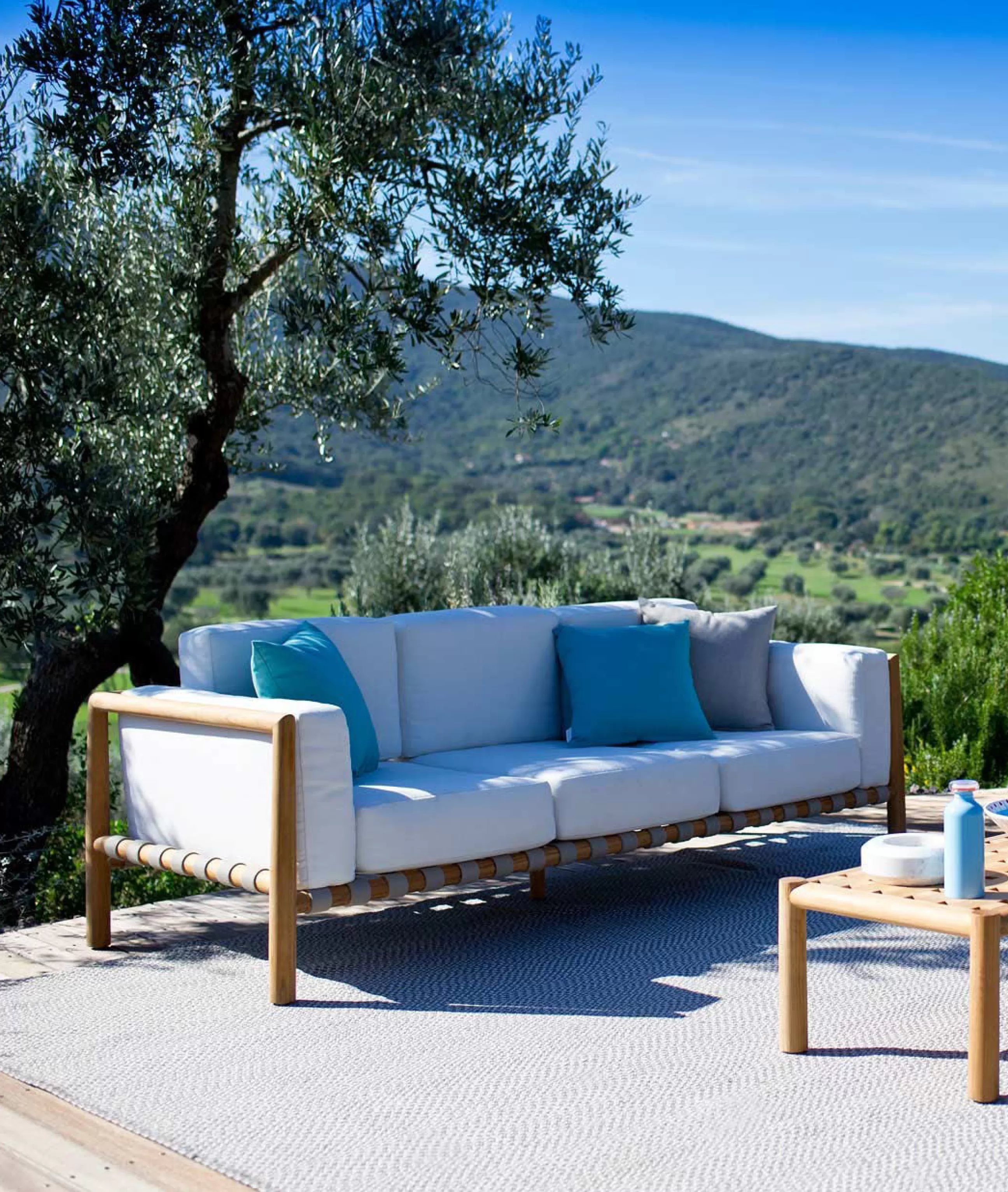 Canapés De Jardin>Unopiu Canape De Jardin 3 Places Pevero Bois Naturel / L 200 Cm / Teck - Sans Coussin - Taupe - Teck