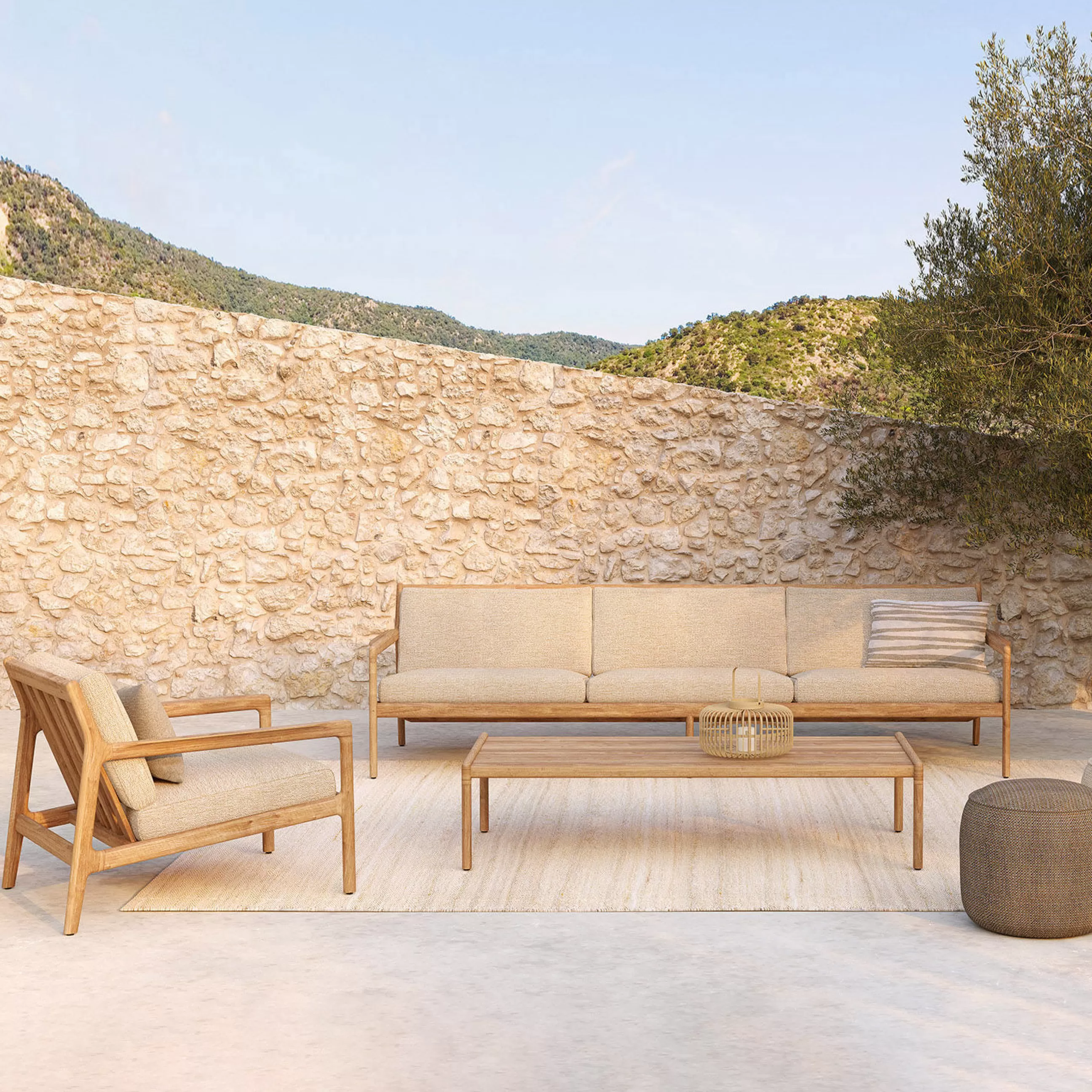 Canapés De Jardin>Ethnicraft Canape De Jardin 4 Places Jack Outdoor Tissu Bois Beige / L 265 Cm - Teck - Naturel - Teck