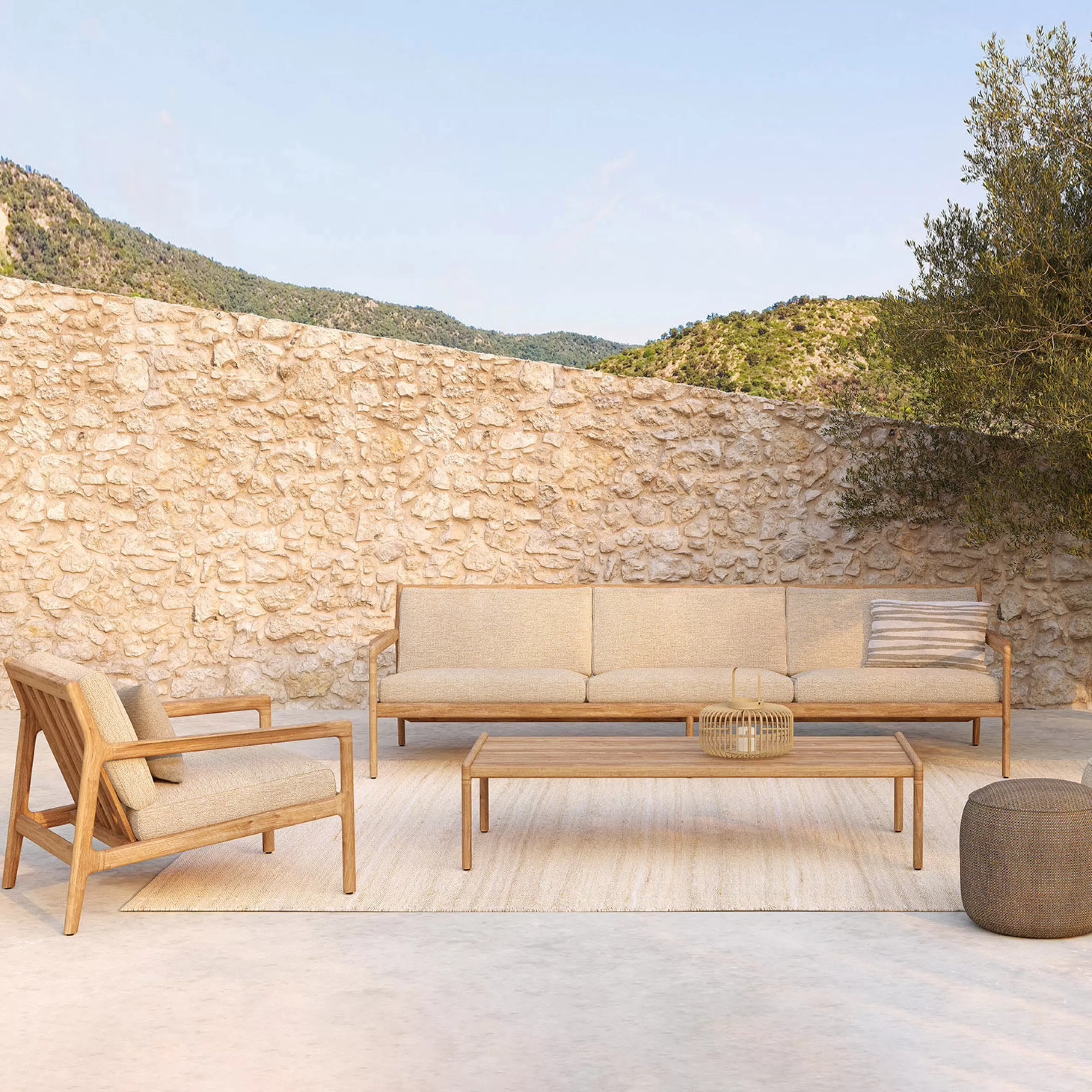 Canapés De Jardin>Ethnicraft Canape De Jardin 4 Places Jack Outdoor Tissu Bois Beige / L 265 Cm - Teck - Naturel - Teck