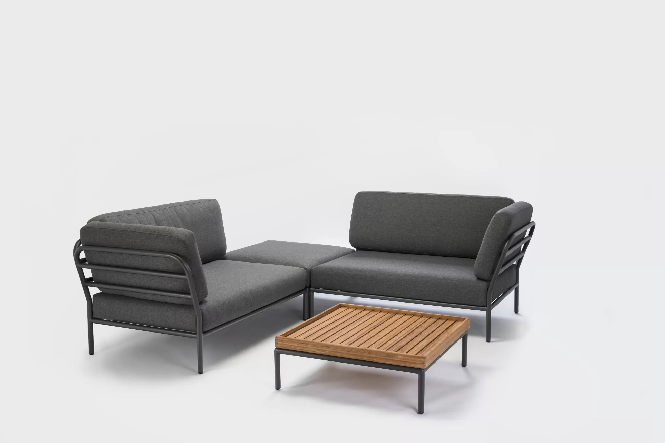Canapés De Jardin>Houe Canape De Jardin Modulable Level Tissu / Angle Droit - L 139 X P 92,5 Cm - Gris