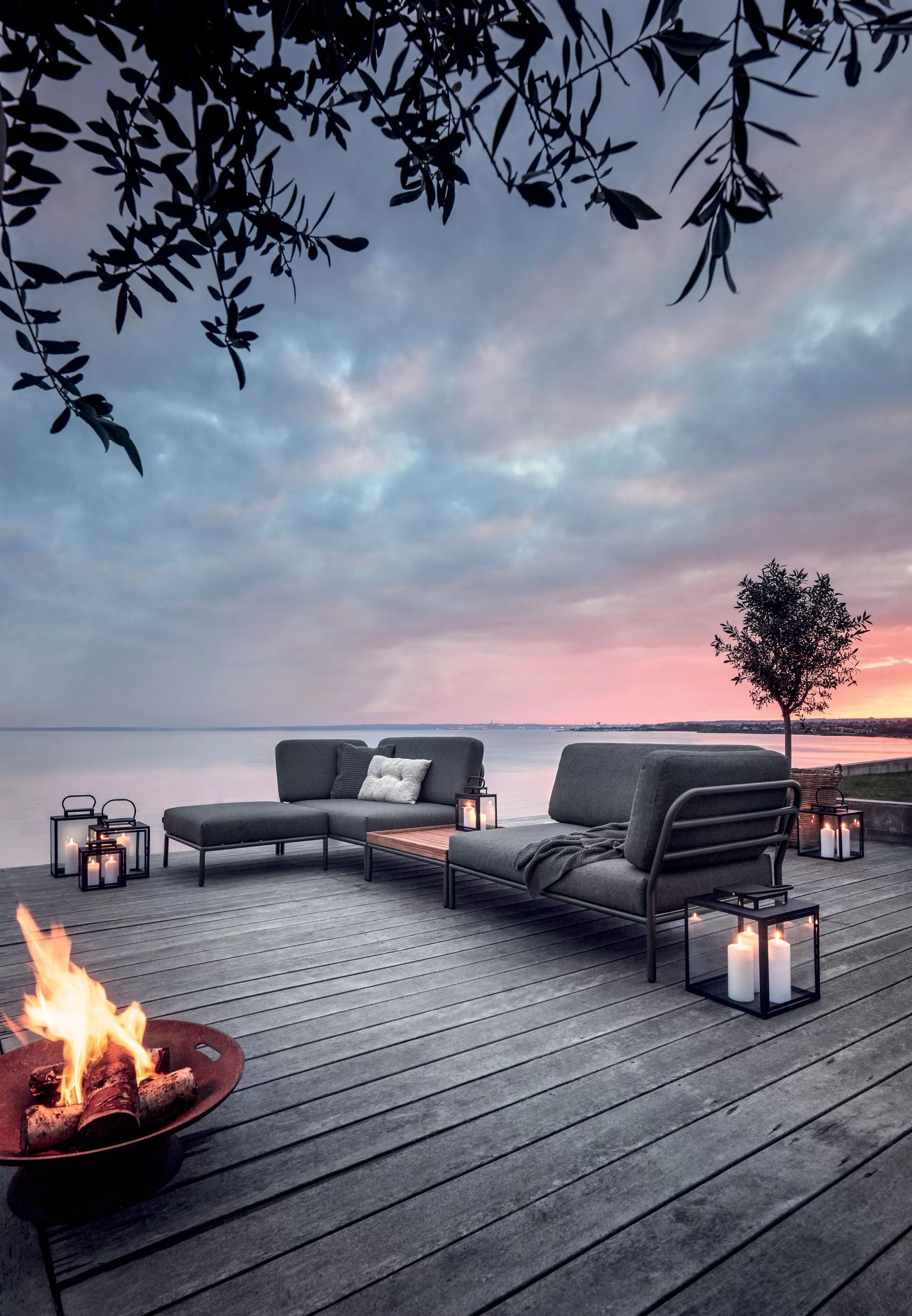 Canapés De Jardin>Houe Canape De Jardin Modulable Level Tissu Gris / Angle Droit - L 139 X P 92,5 Cm - Gris Sooty