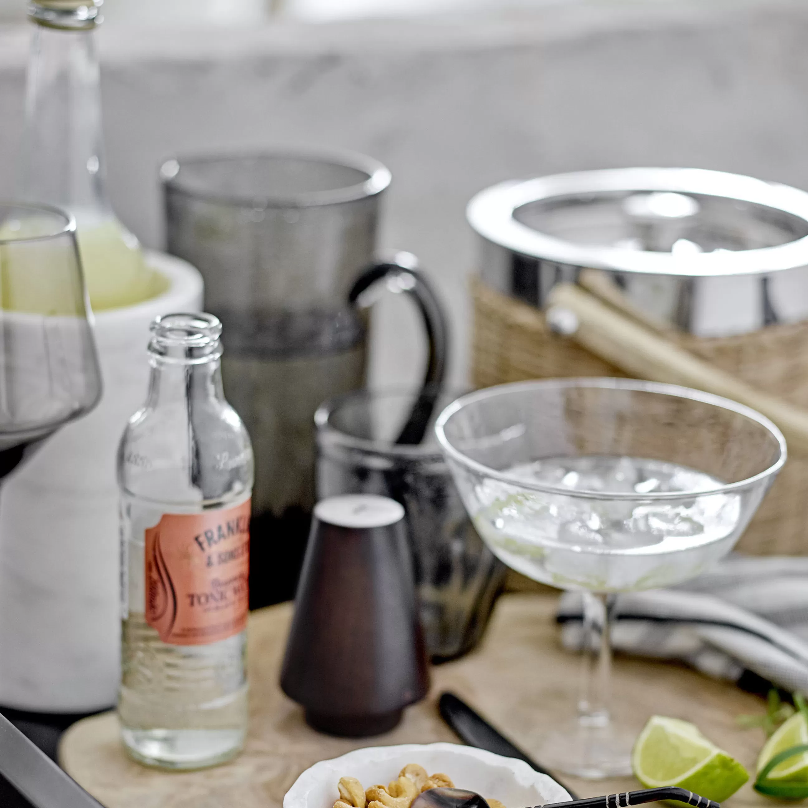 Carafes Et Décanteurs>Bloomingville Carafe Anora Verre Gris / Verre Souffle Bouche - 1 Litre - Gris Fume