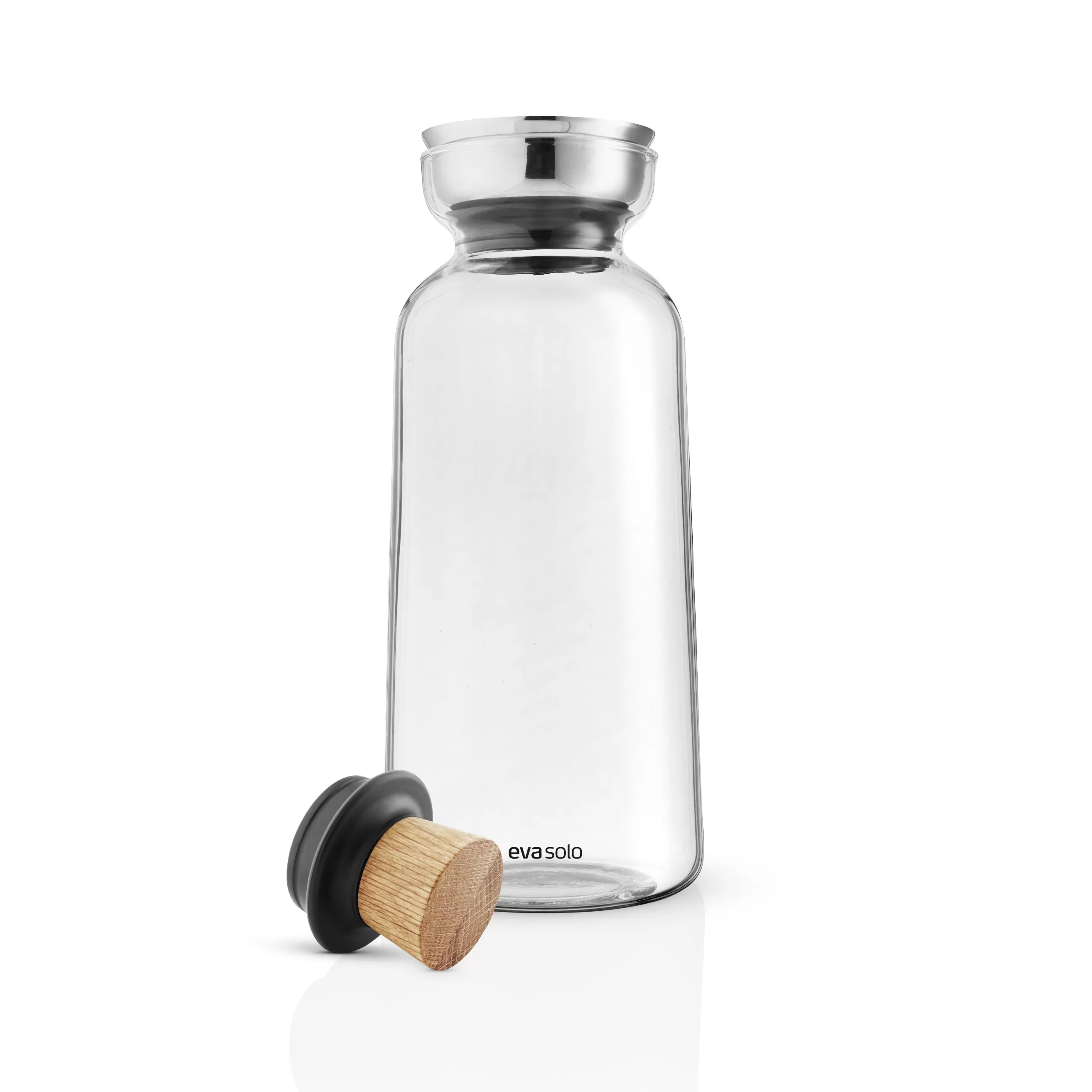 Carafes Et Décanteurs>Eva Solo Carafe Silhouette Verre Transparent / 1 L - Bouchon Hermetique Stoppe-Goutte - Acier - Chene - Transparent