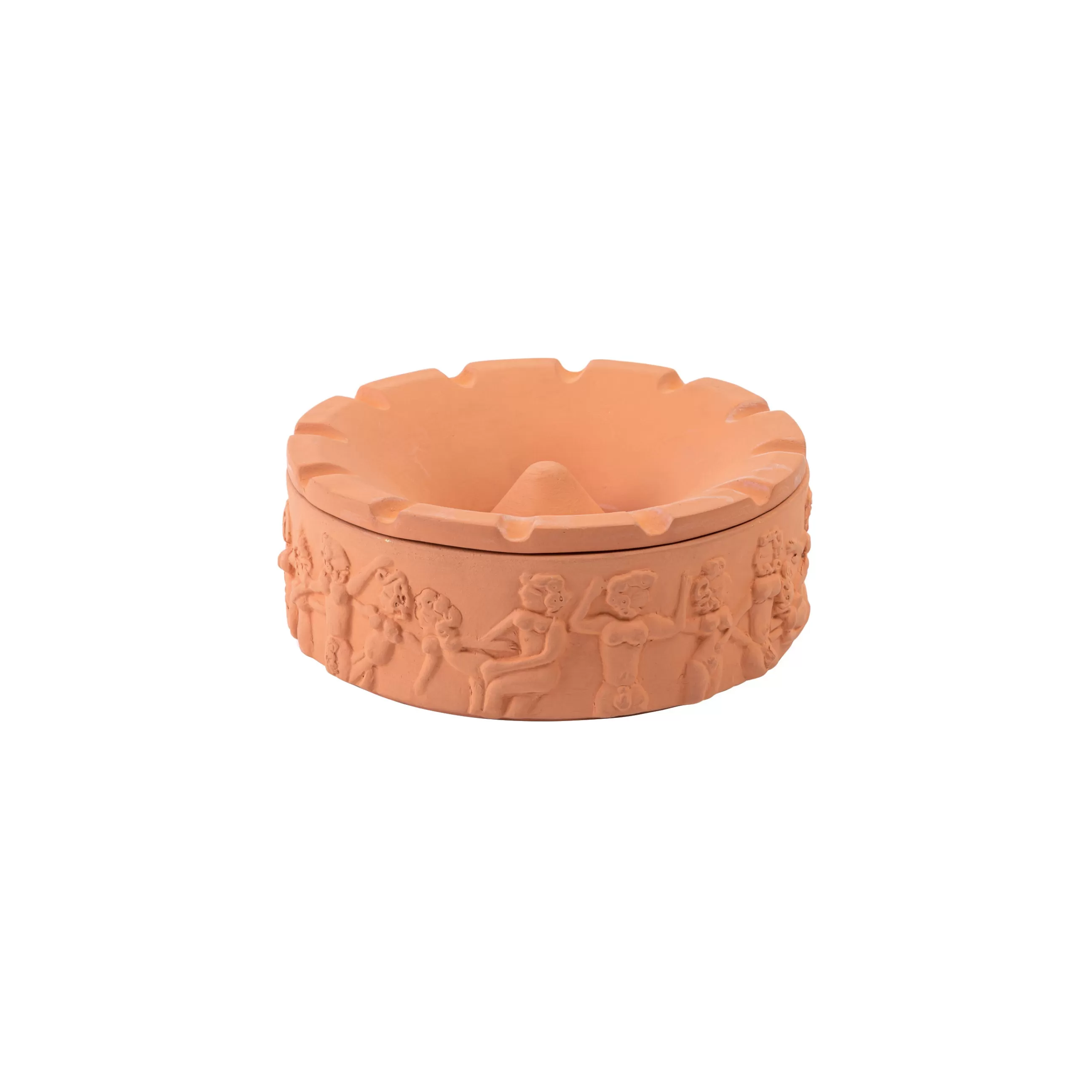 Déco Et Accessoires De Jardin>Seletti Cendrier Magna Graecia Ceramique Orange Marron / Greche - O 15 Cm / Terre Cuite - Terracotta