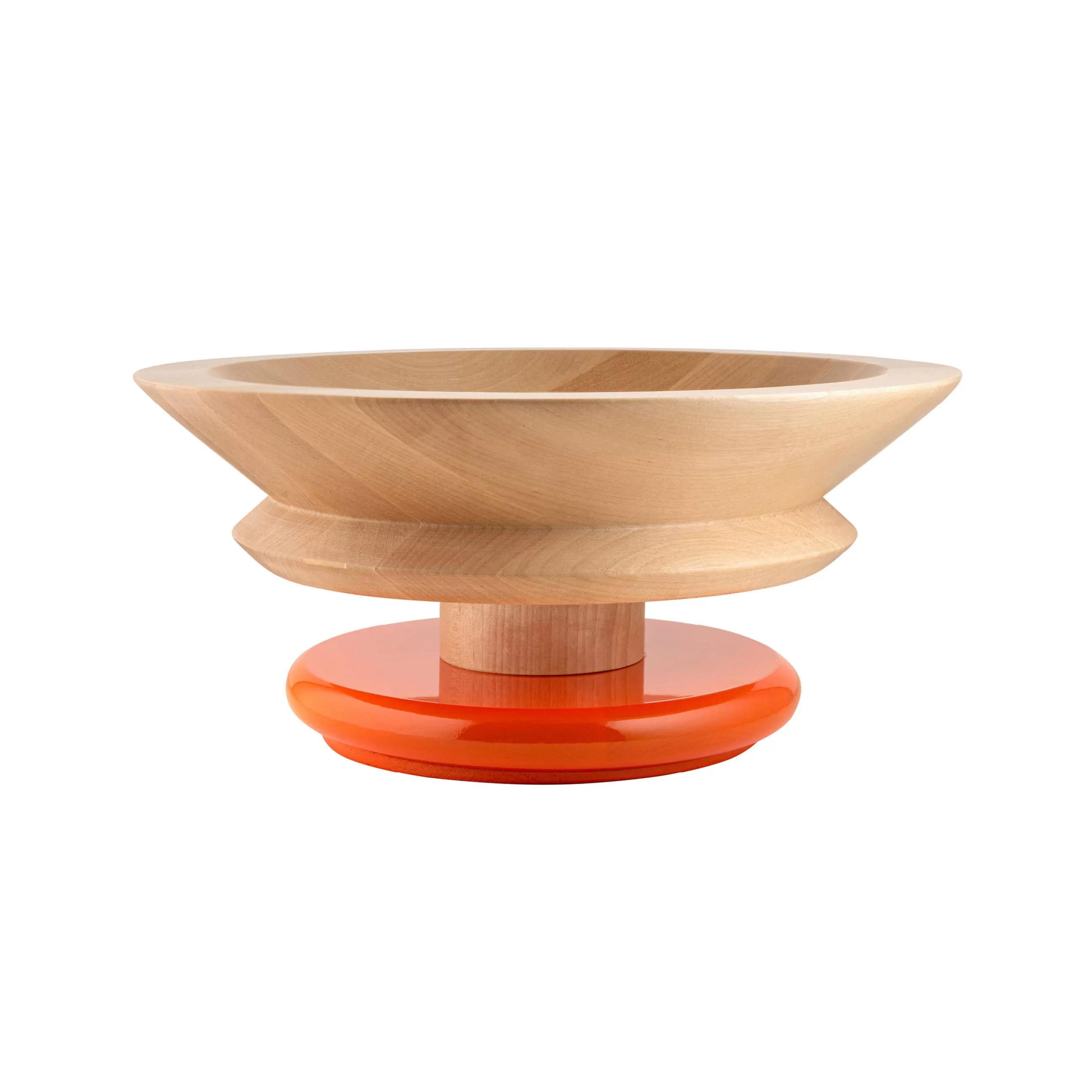 Corbeilles Centres De Table>Alessi Centre De Table / By Ettore Sottsass Orange Bois Naturel / 100 Values Collection - Bois Naturel - Orange