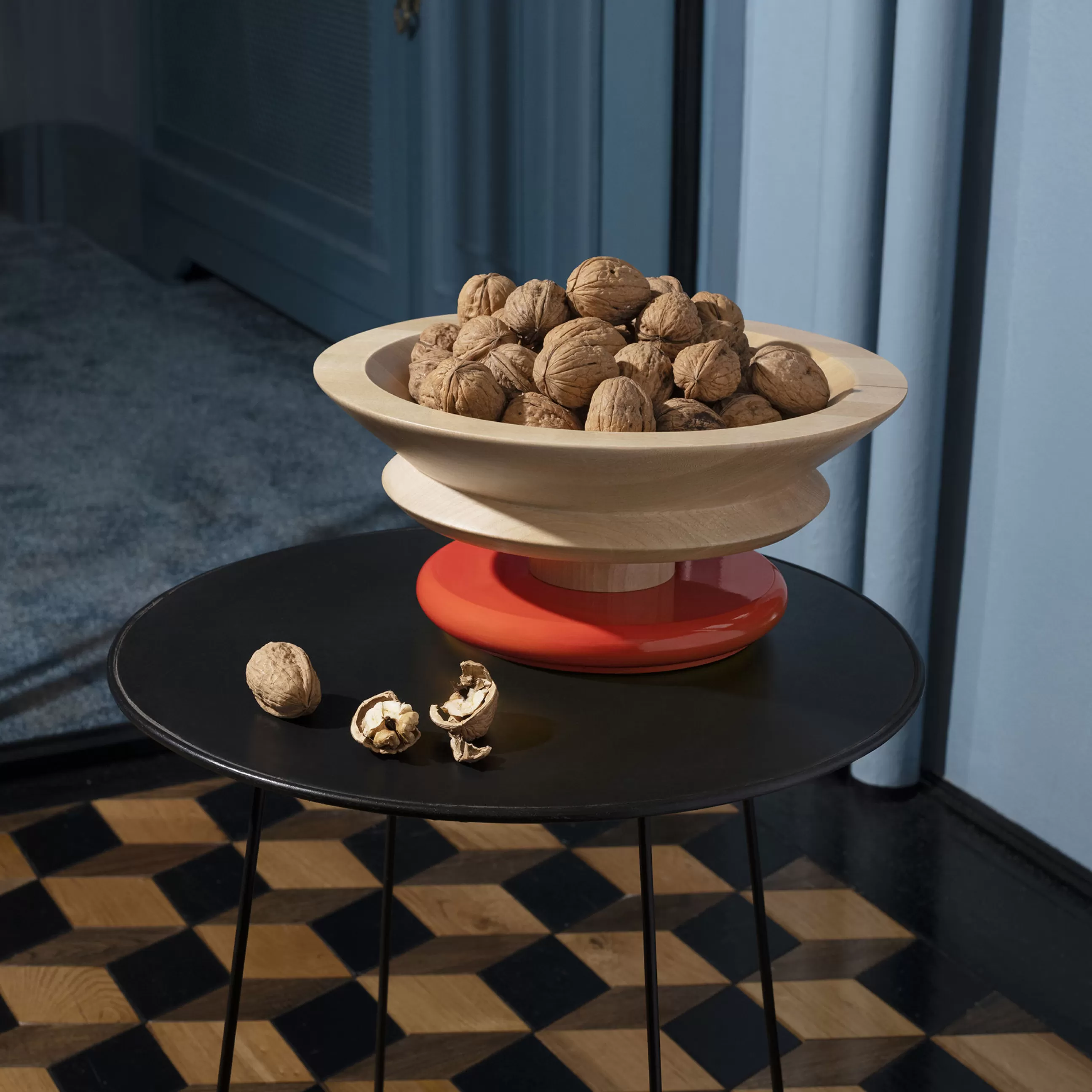 Corbeilles Centres De Table>Alessi Centre De Table / By Ettore Sottsass Orange Bois Naturel / 100 Values Collection - Bois Naturel - Orange