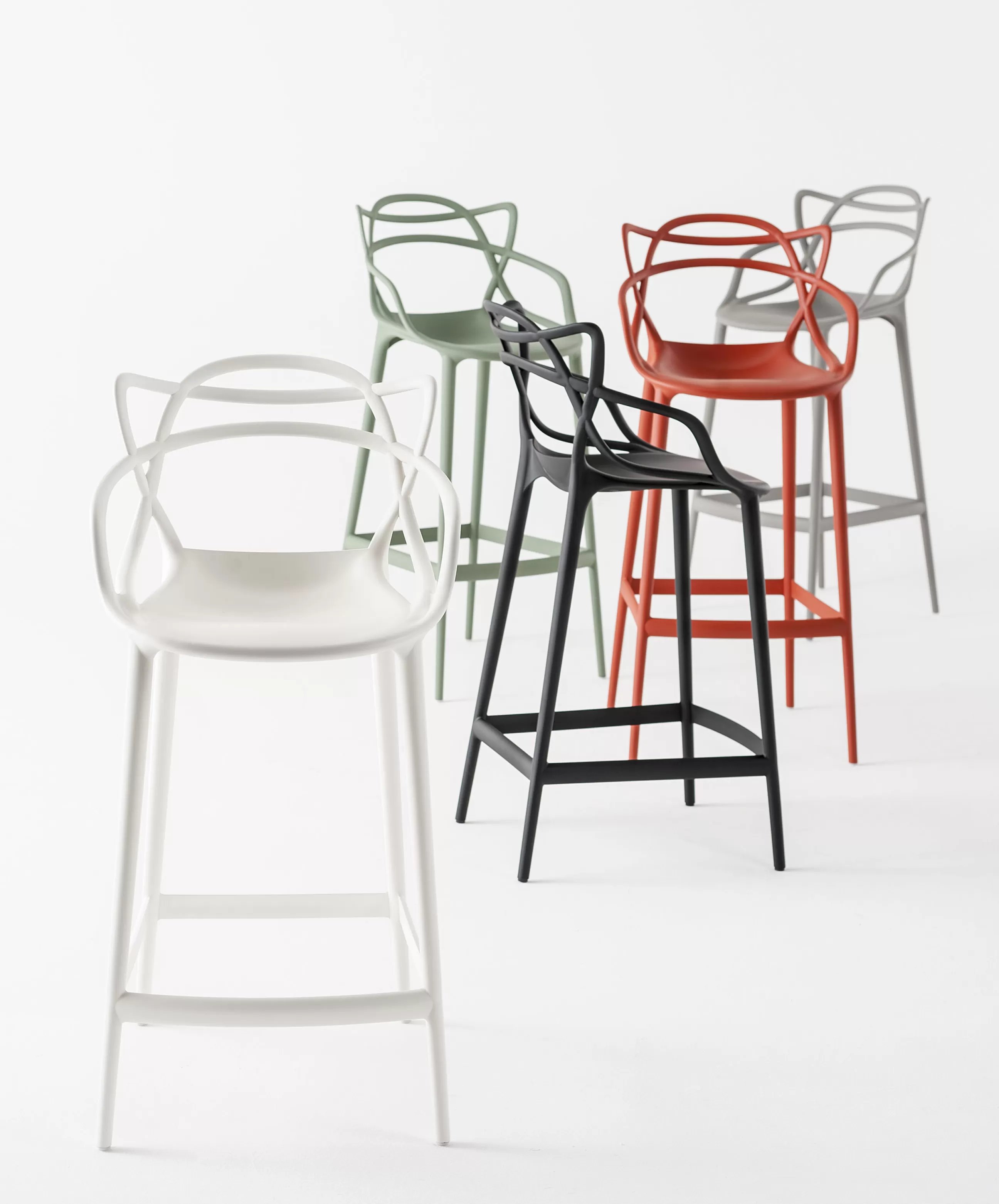 Tabourets De Bar D'extérieur>Kartell Chaise De Bar Masters Plastique Gris Argent Metal / H 65 Cm - Metallisee - Titane