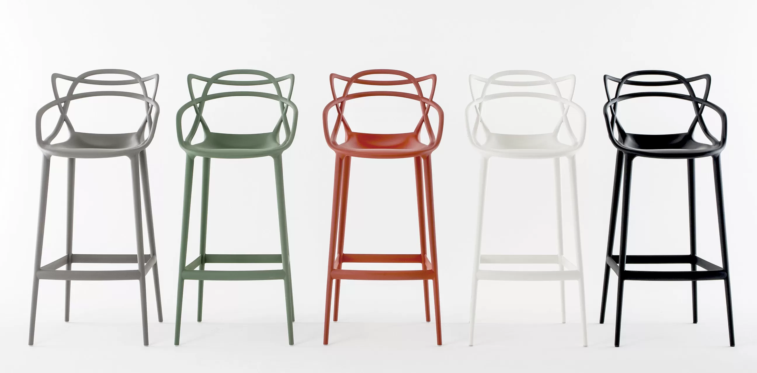 Tabourets De Bar D'extérieur>Kartell Chaise De Bar Masters Plastique Gris Argent Metal / H 65 Cm - Metallisee - Titane