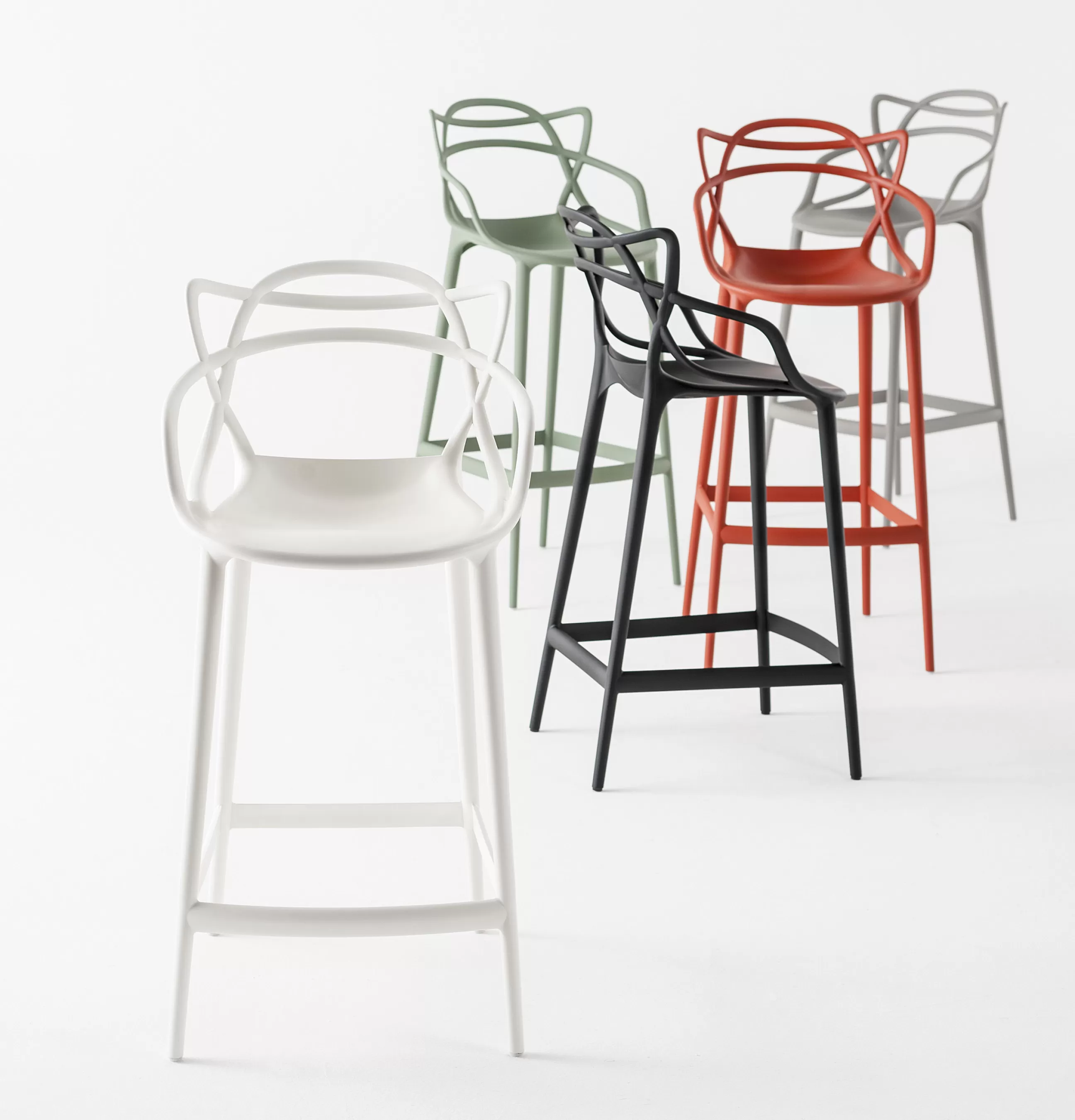 Tabourets De Bar D'extérieur>Kartell Chaise De Bar Masters Plastique Vert / H 65 Cm - Vert Sauge