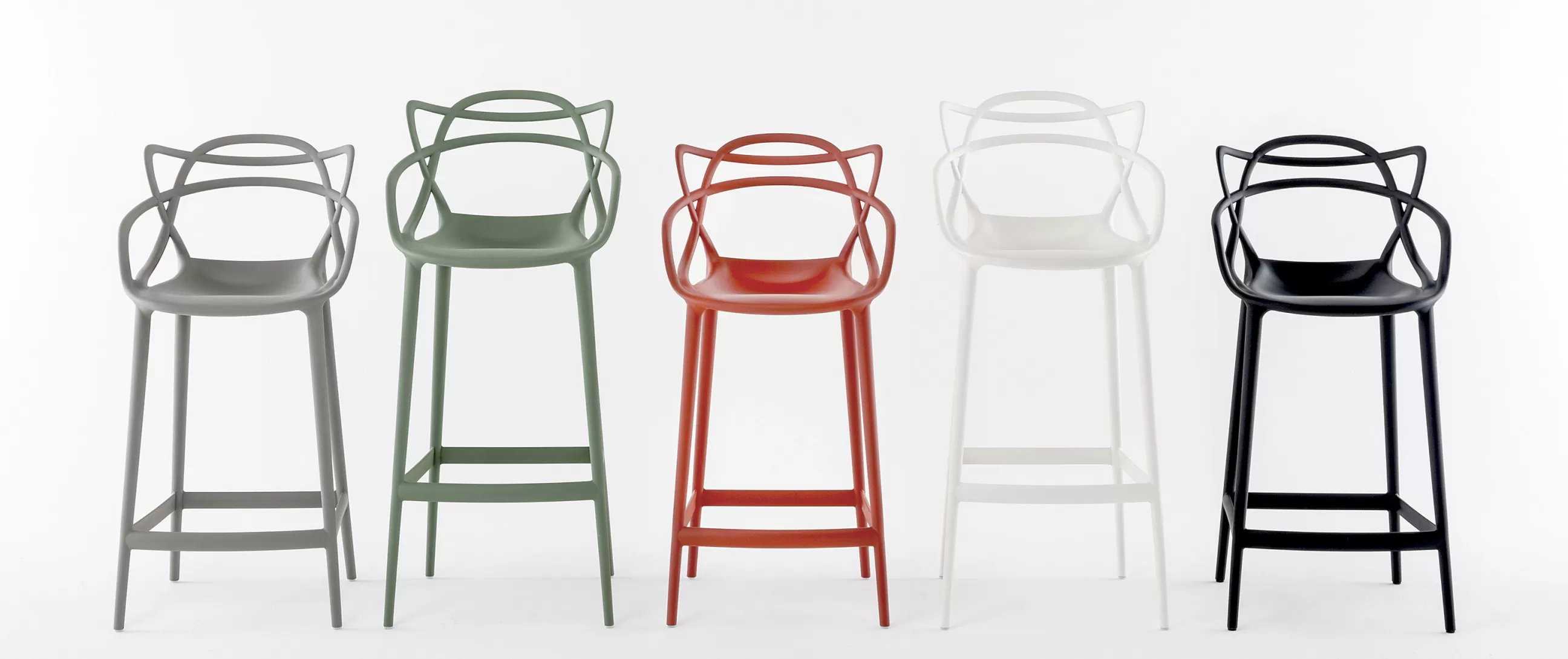 Tabourets De Bar D'extérieur>Kartell Chaise De Bar Masters Plastique Vert / H 65 Cm - Vert Sauge
