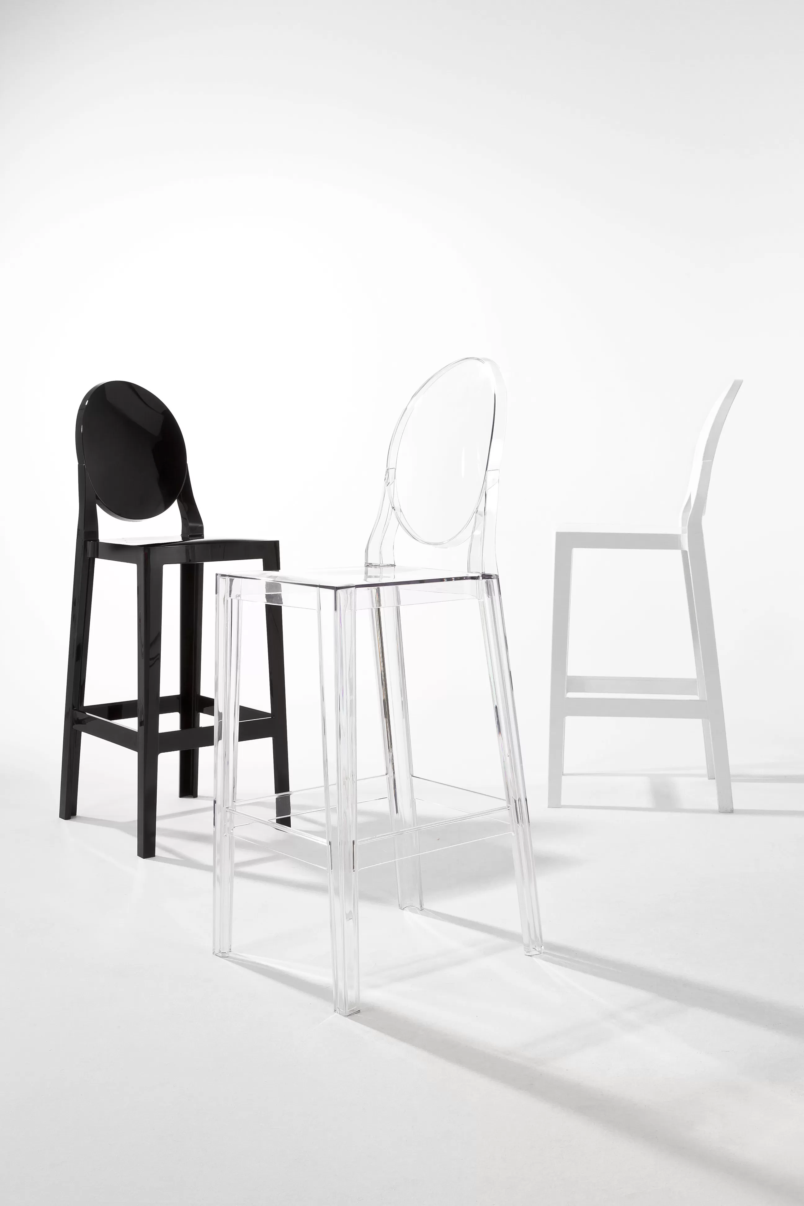 Tabourets De Bar D'extérieur>Kartell Chaise De Bar One More Plastique Transparent / H 65Cm - Cristal