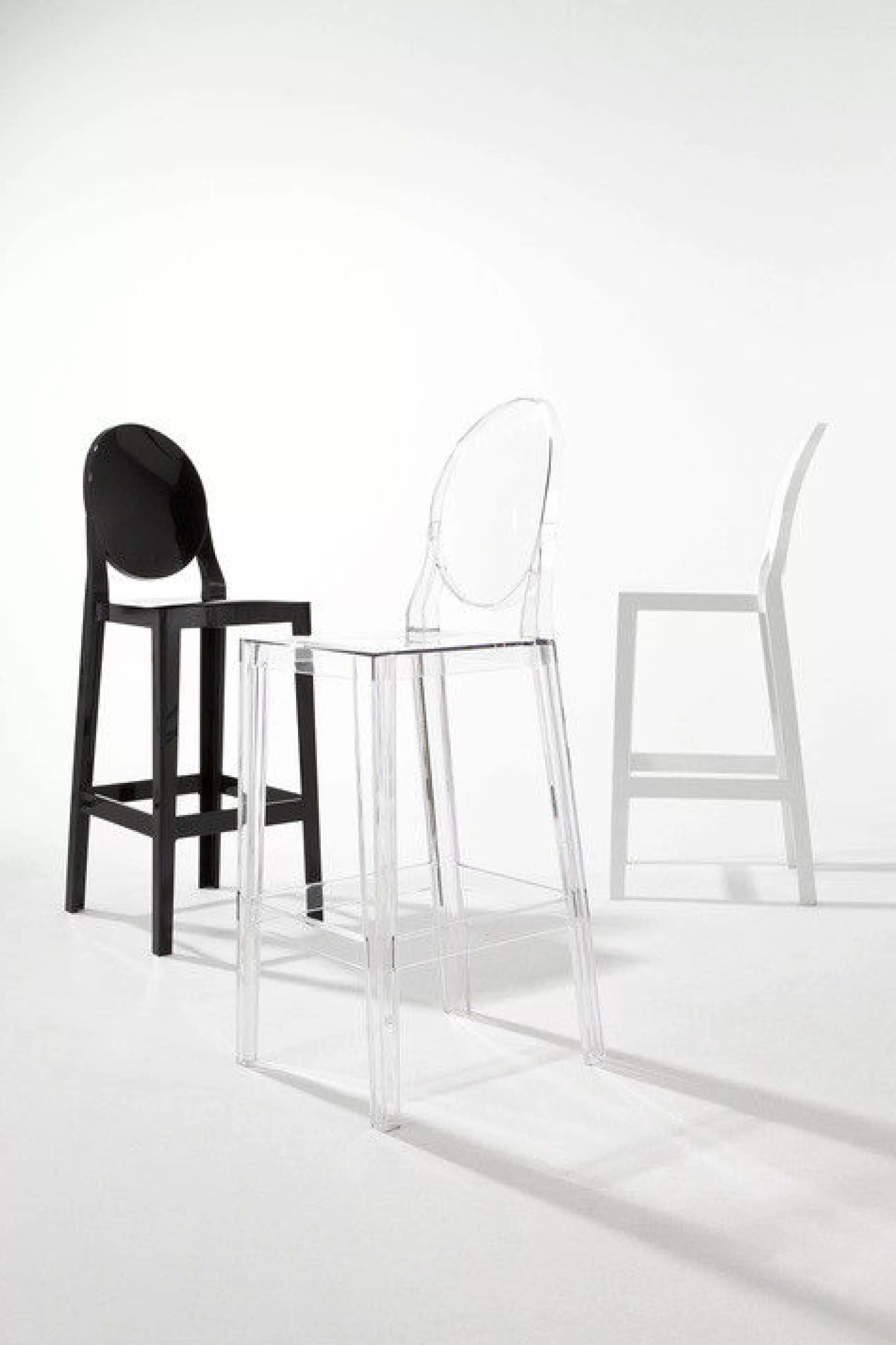 Tabourets De Bar D'extérieur>Kartell Chaise De Bar One More Please Plastique Transparent / H 65Cm - Cristal