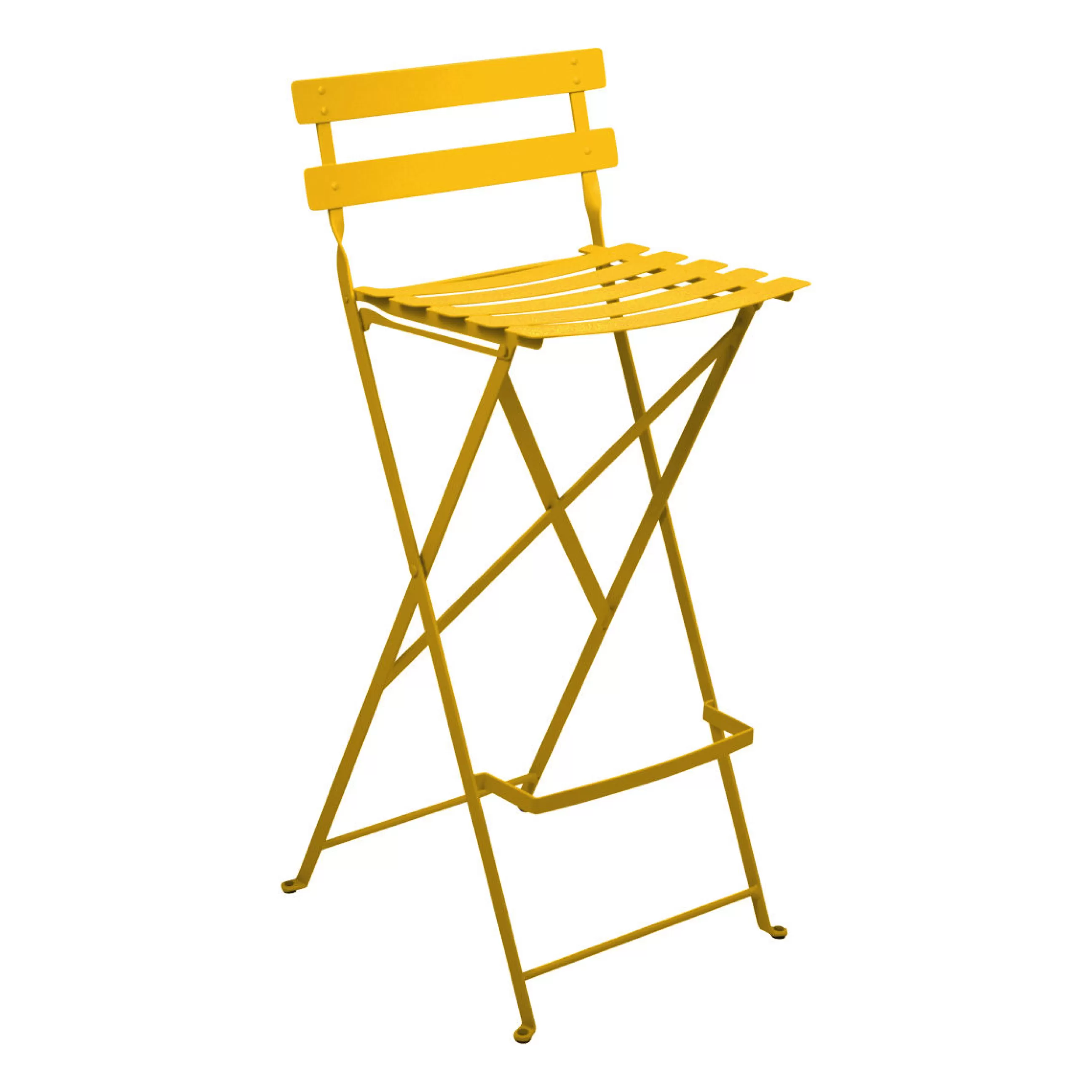 Tabourets De Bar D'extérieur>Fermob Chaise De Bar Pliante Bistro Metal Jaune / H 74 Cm - Miel Texture