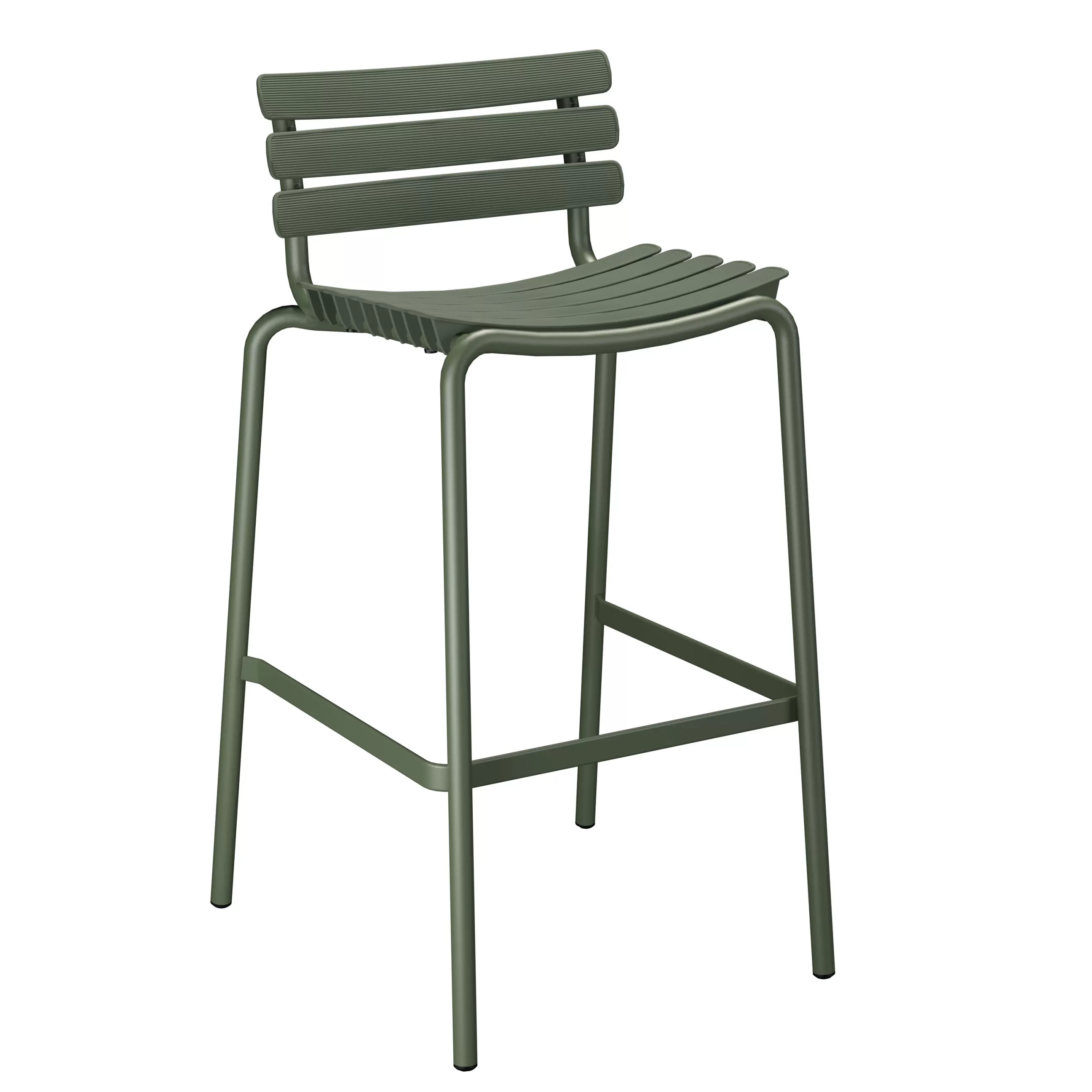 Tabourets De Bar D'extérieur>Houe Chaise De Bar Reclips Plastique Vert / H 76 Cm - Plastique Recycle - Vert Olive
