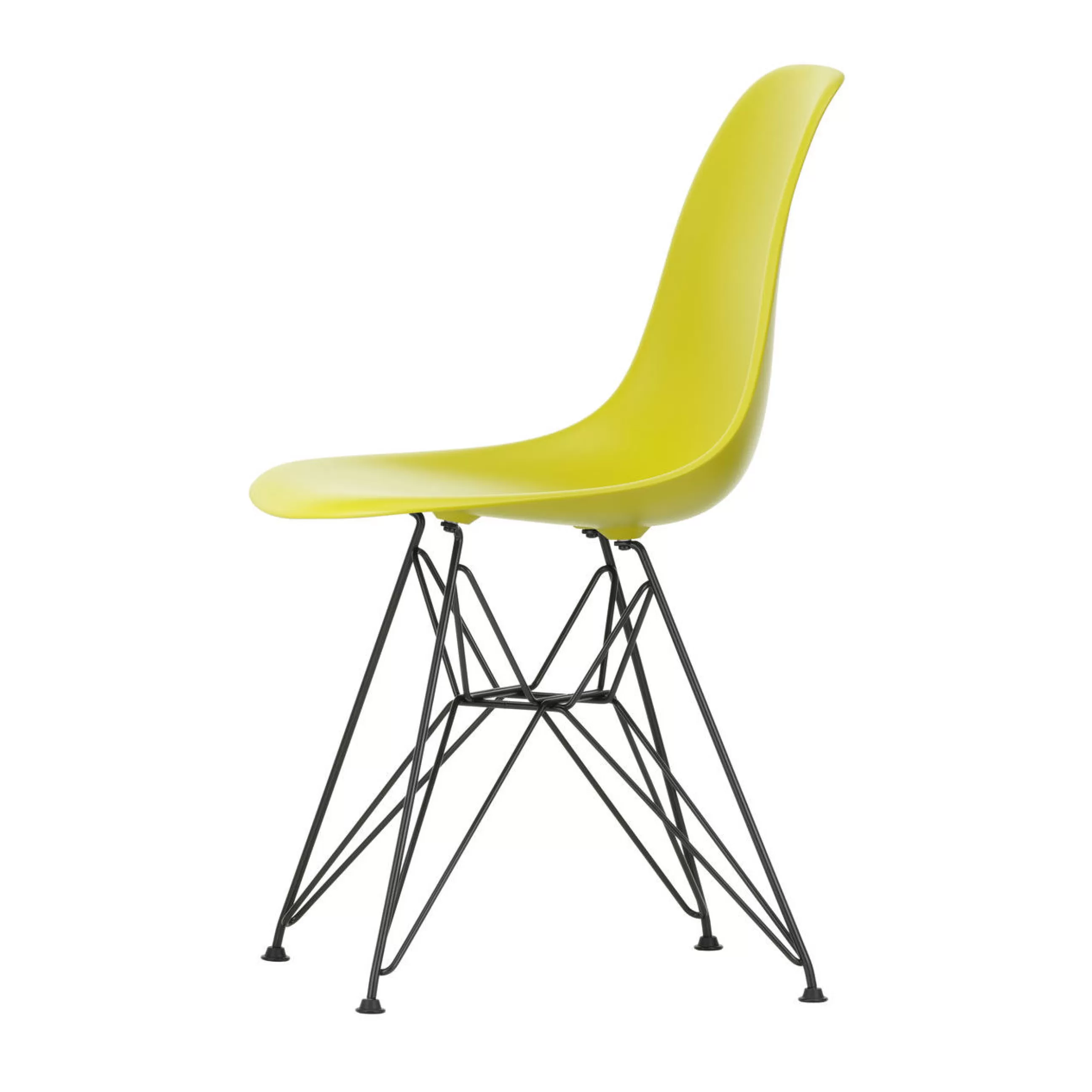 Chaises De Jardin>Vitra Chaise Dsr - Eames Plastic Side Chair Plastique Jaune / (1950) - Pieds Noirs - Jaune Moutarde - Noir