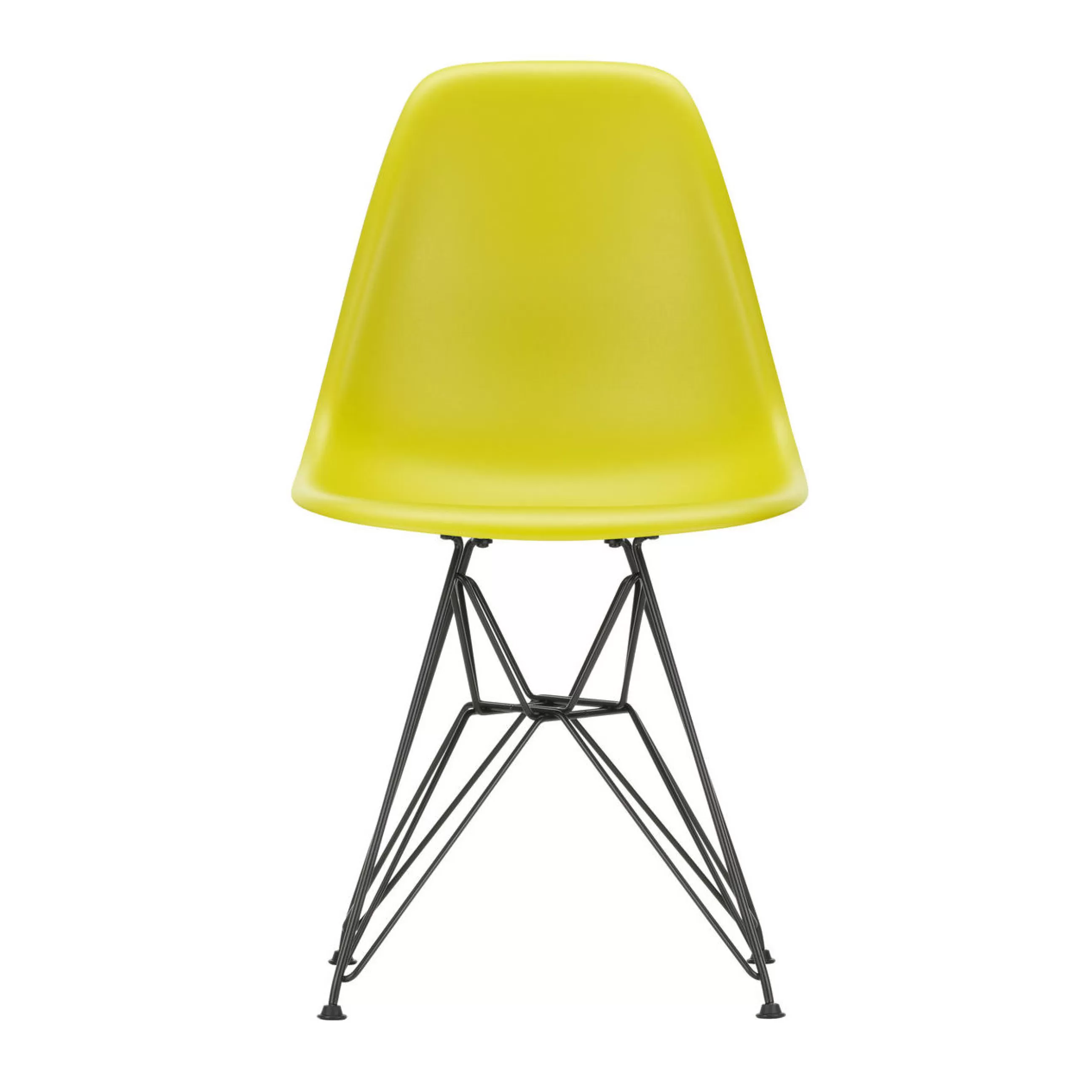 Chaises De Jardin>Vitra Chaise Dsr - Eames Plastic Side Chair Plastique Jaune / (1950) - Pieds Noirs - Jaune Moutarde - Noir