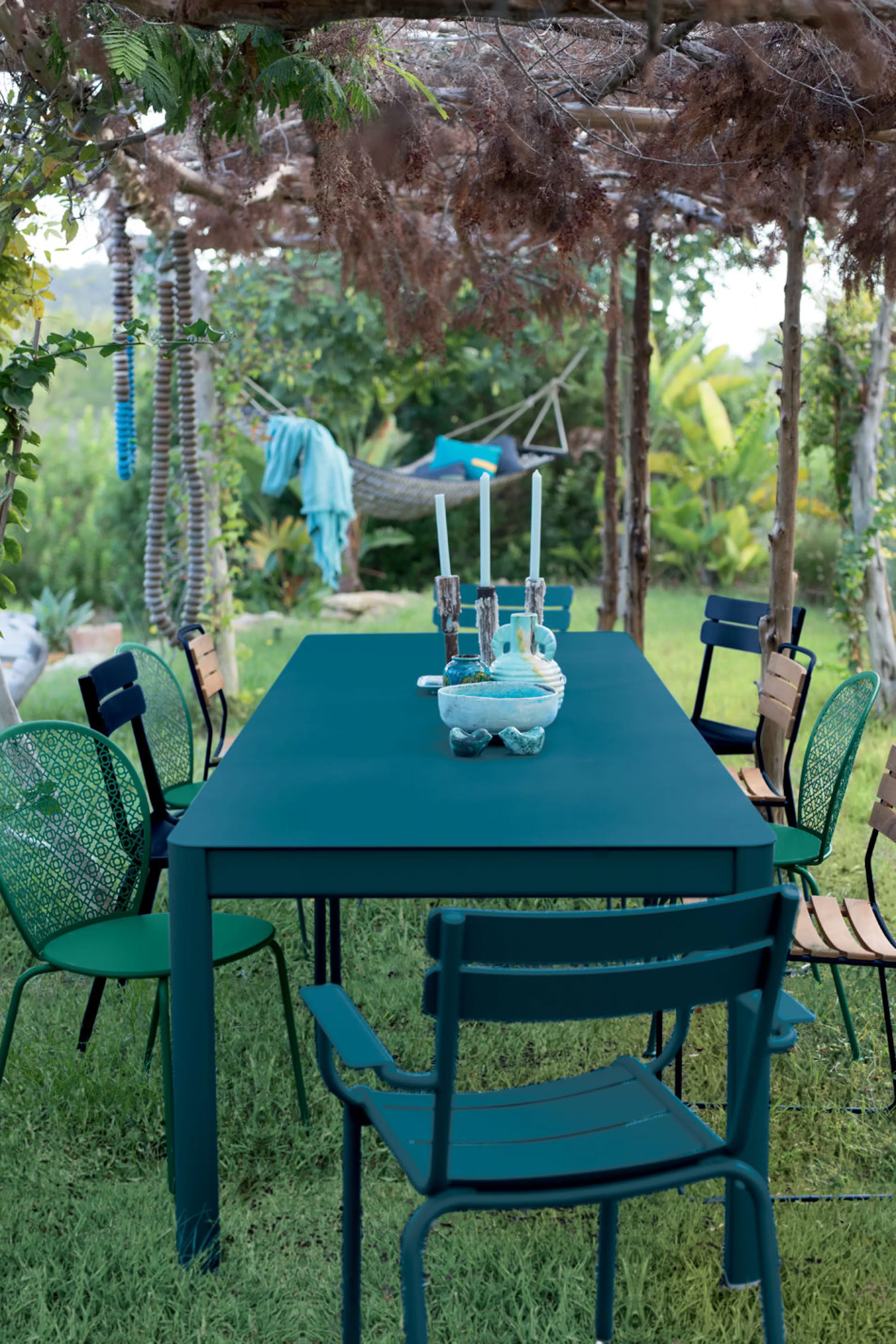 Chaises De Jardin>Fermob Chaise Empilable Lorette Metal Bleu - Bleu Acapulco