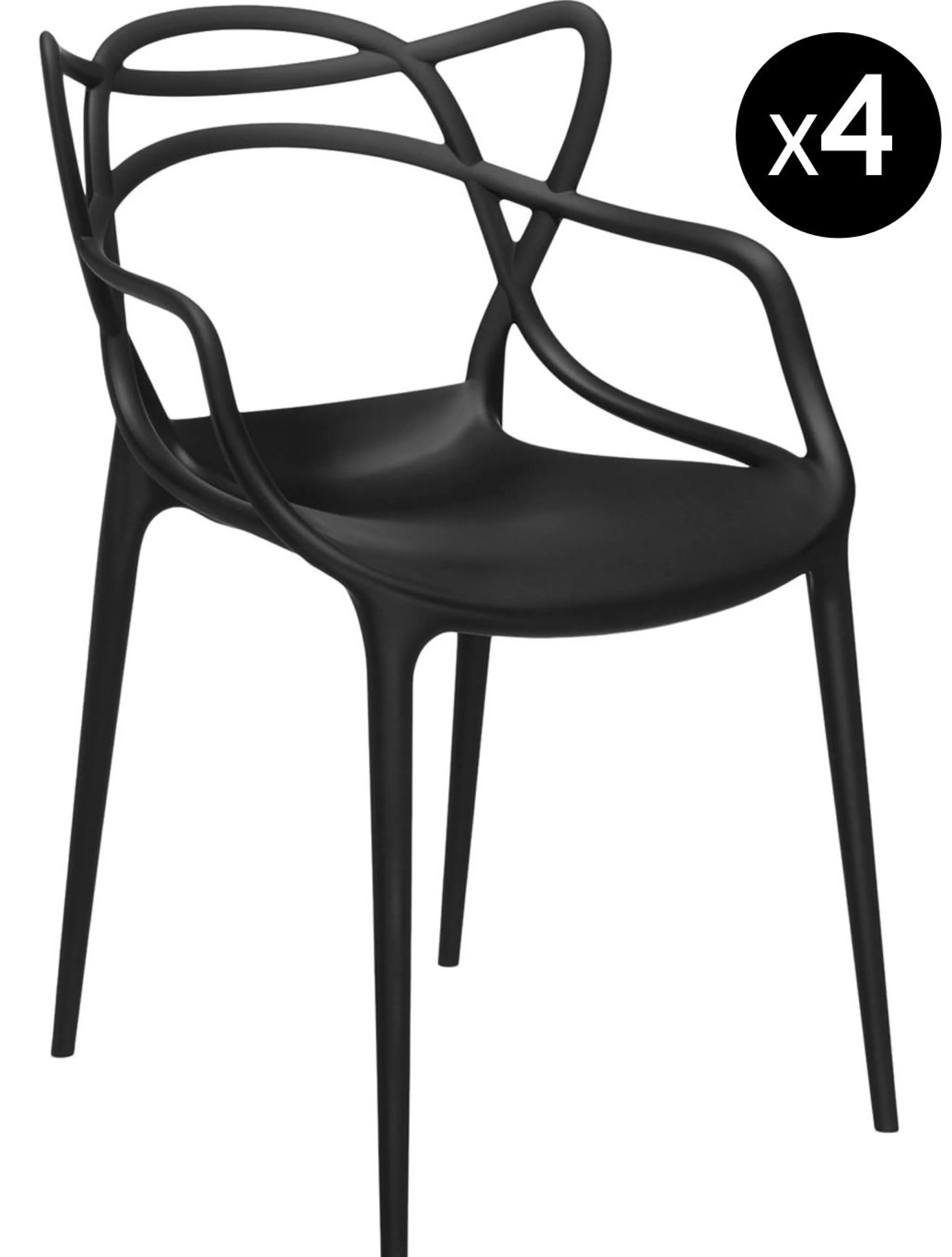 Chaises De Jardin>Kartell Chaise Empilable Masters Plastique/ Lot De 4 - Noir