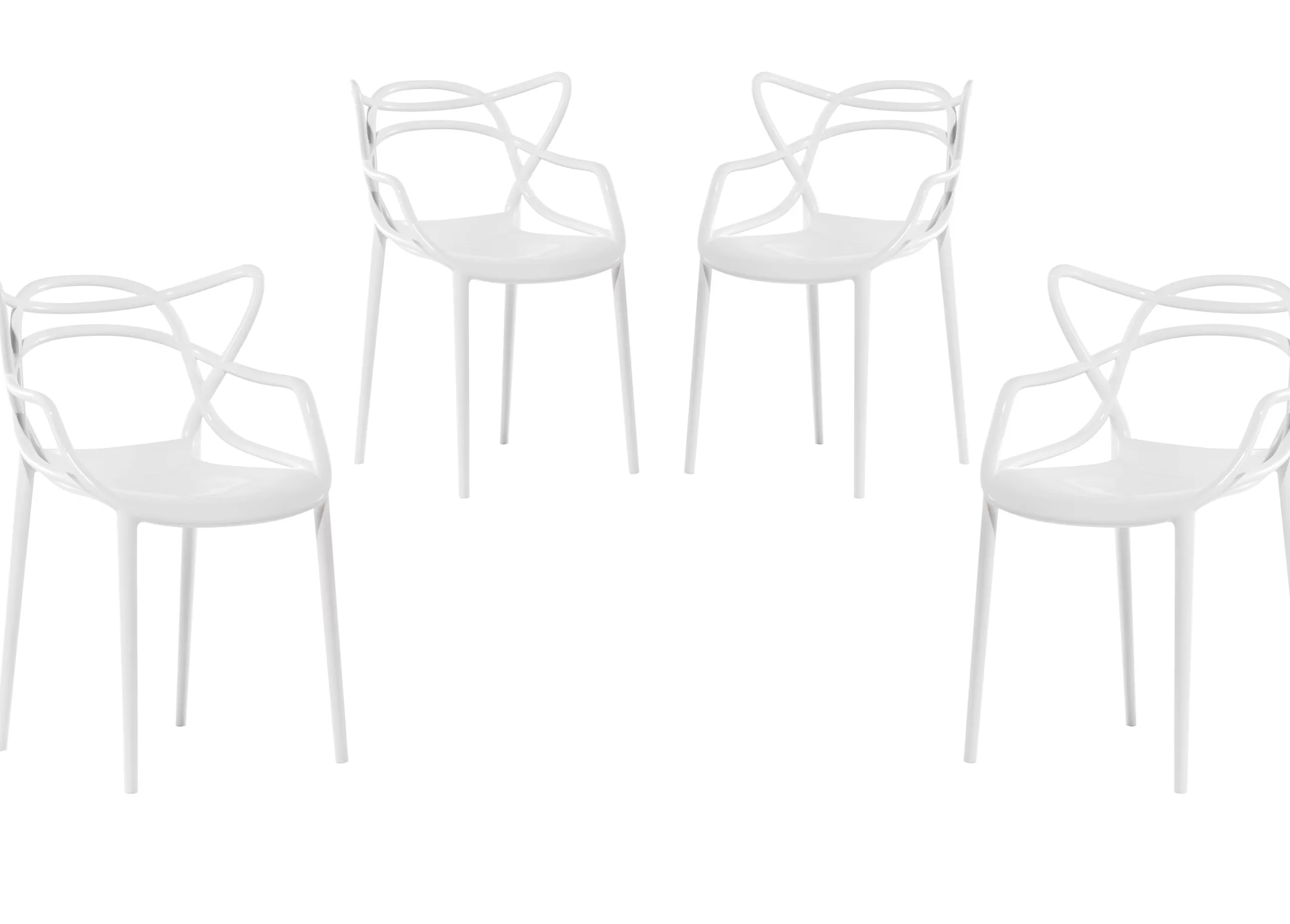 Fauteuils De Bureau>Kartell Chaise Empilable Masters Plastique/ Lot De 4 - Blanc