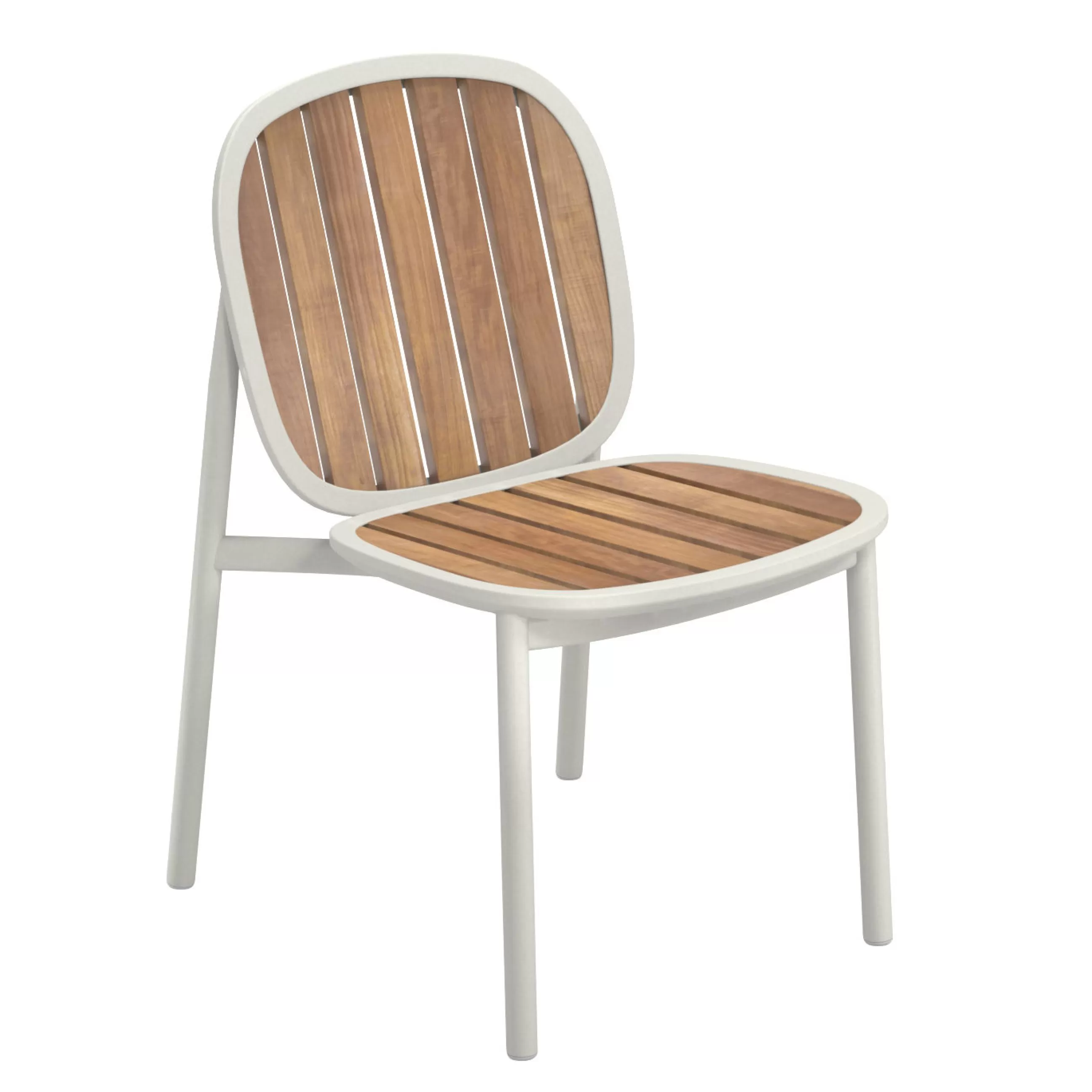 Tabourets De Bar D'extérieur>Emu Chaise Empilable Twins Bois Blanc - Blanc Mat - Teck