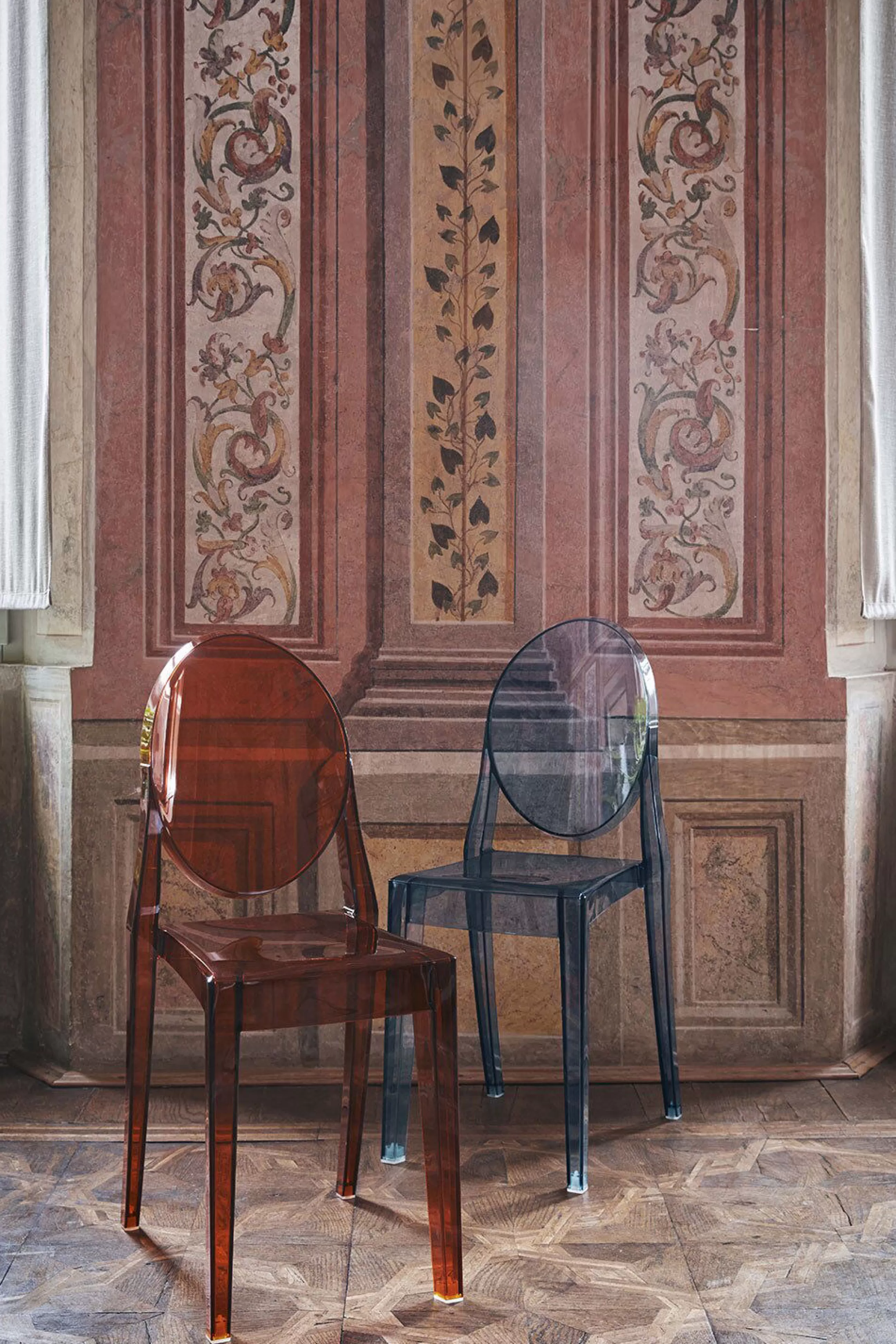 Chaises De Jardin>Kartell Chaise Empilable Victoria Ghost Plastique Orange Marron / Polycarbonate 2.0 - Ambre