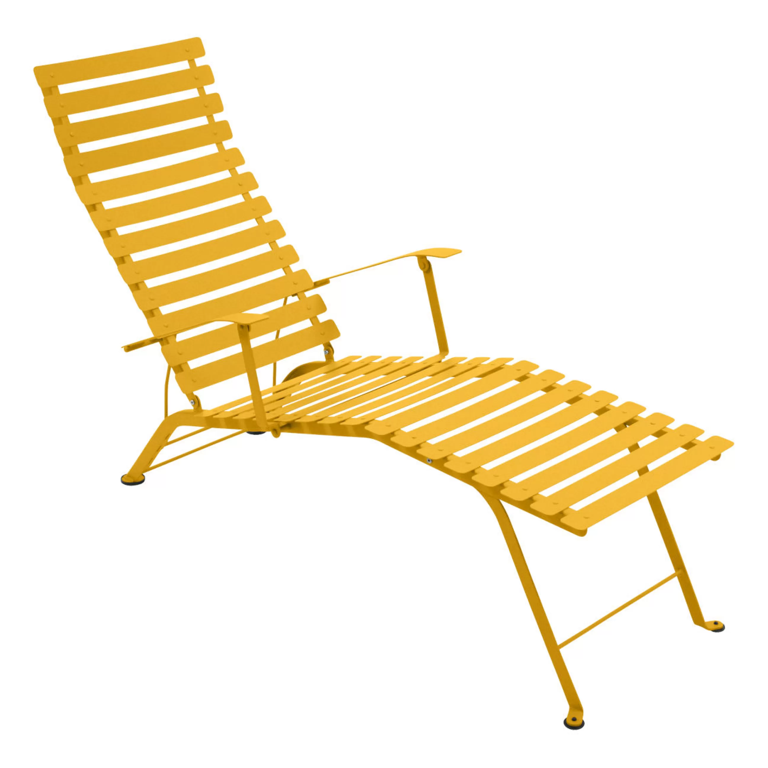 Bains De Soleil Chaises Longues Et Hamacs>Fermob Chaise Longue Pliable Inclinable Bistro Metal Jaune / Accoudoirs - Miel Texture