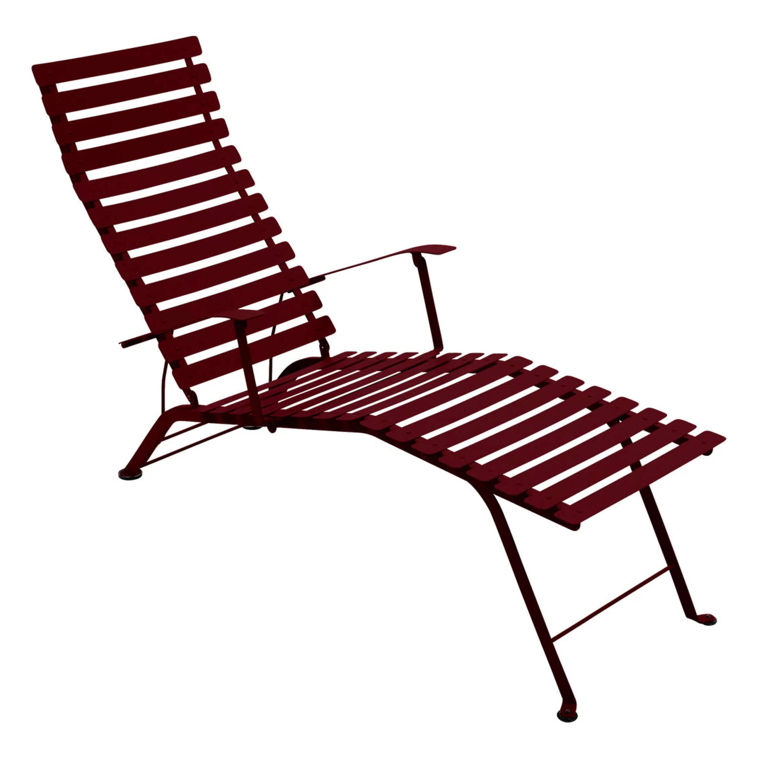 Bains De Soleil Chaises Longues Et Hamacs>Fermob Chaise Longue Pliable Inclinable Bistro Metal Rouge Metal Rouge/ Accoudoirs - Cerise Noire